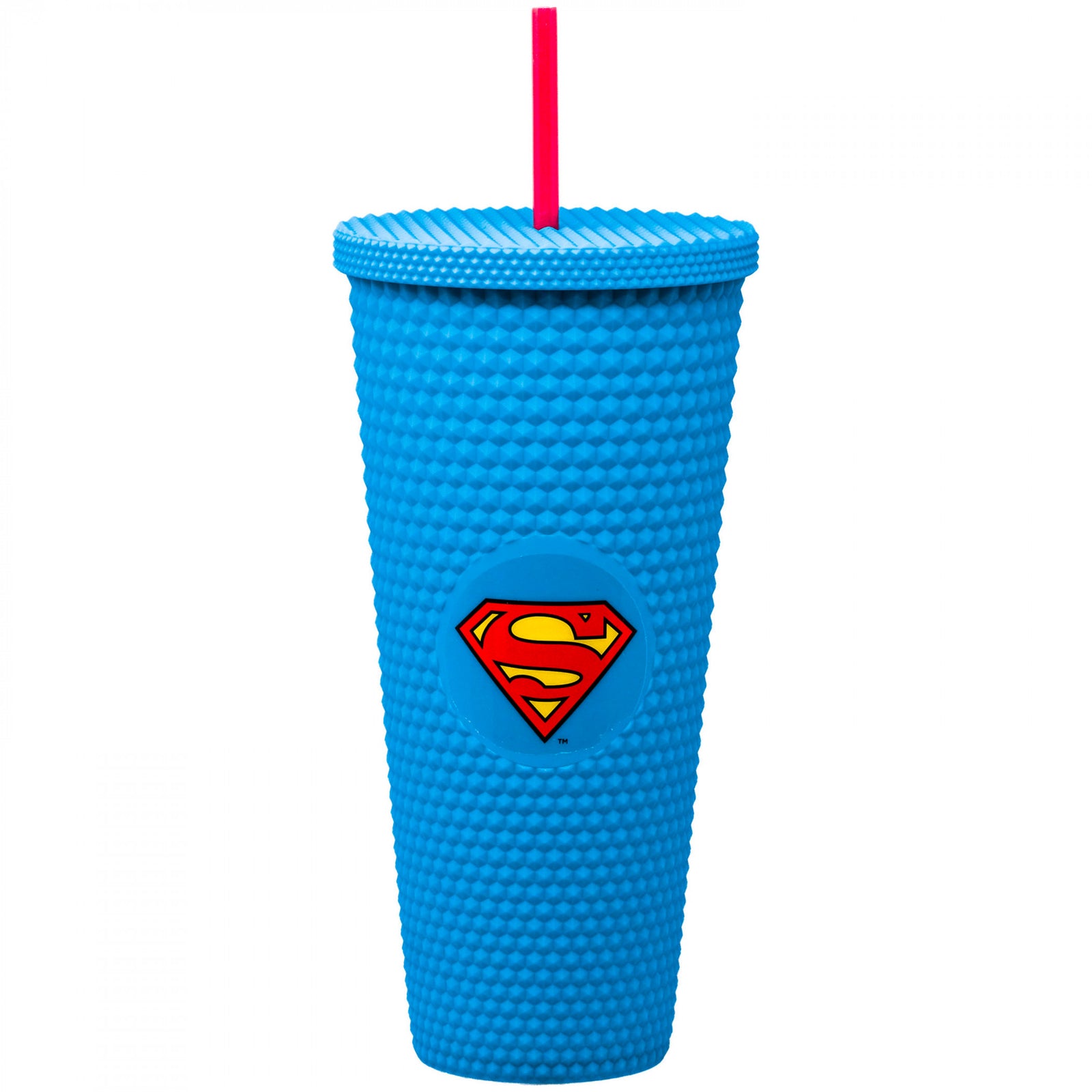 Superman Classic Logo Studded Travel Mug with Straw