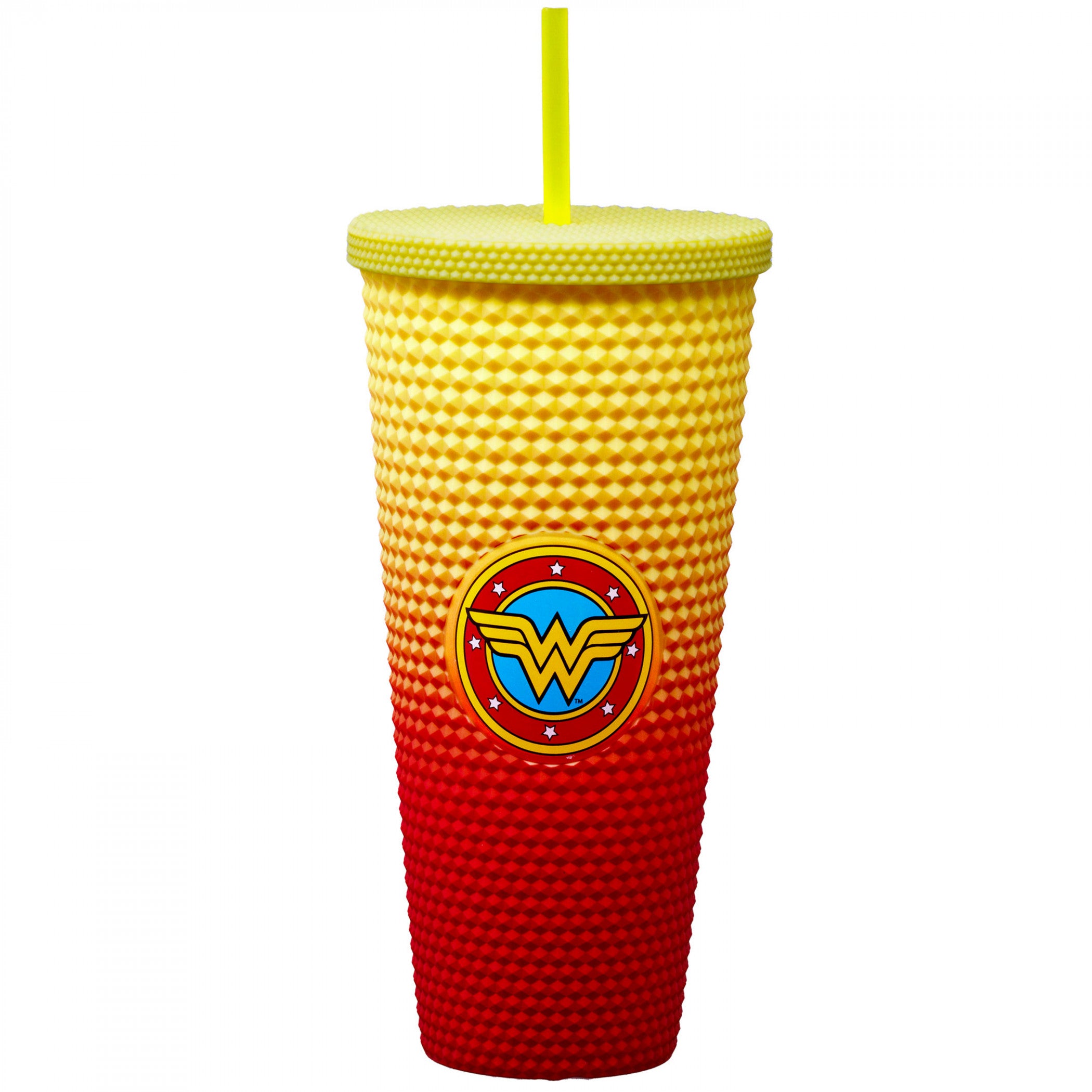 Wonder Woman Classic Logo Studded Travel Mug with Straw