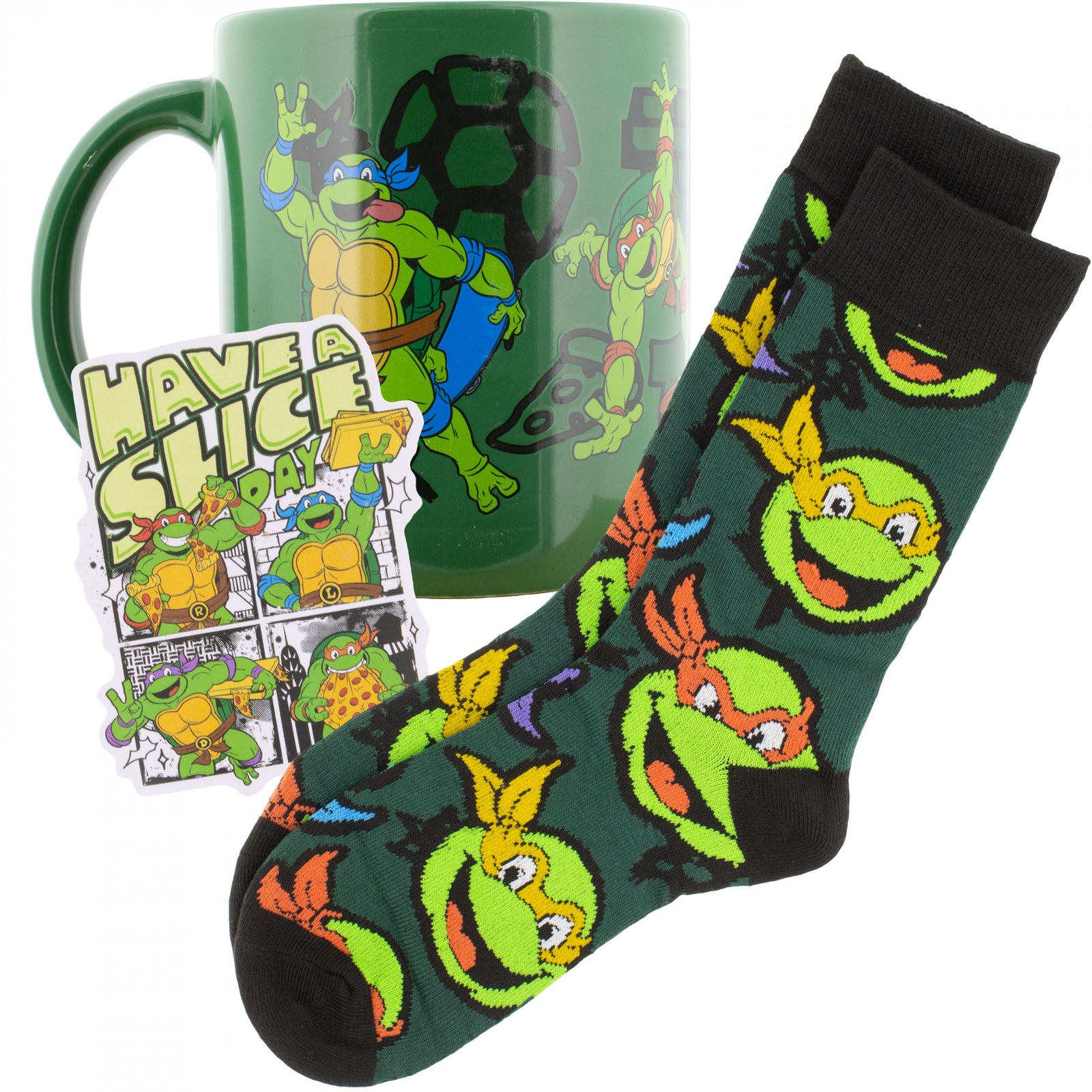 Teenage Mutant Ninja Turtles Socks Sticker and Mug Bundle