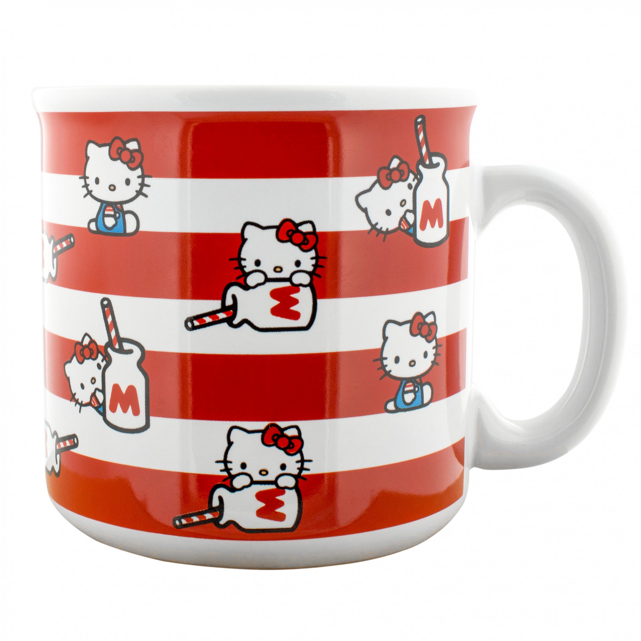 Hello Kitty Milk Bottle Stripes 20oz Ceramic Camper Mug