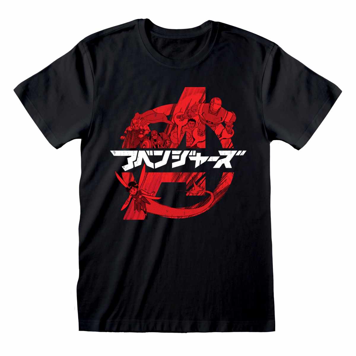 Marvel Comics Avengers Anime Logo Black T-Shirt