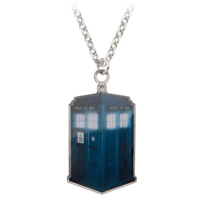 Dr Who Photo Printed Stamp Cut Tardis Necklace