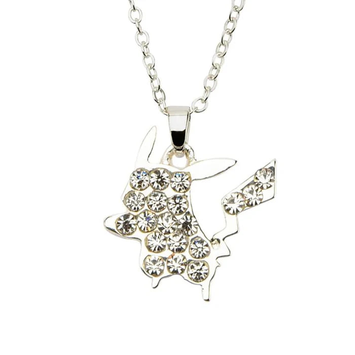 Pokemon Pikachu w/ Gems Silver Pendant Necklace