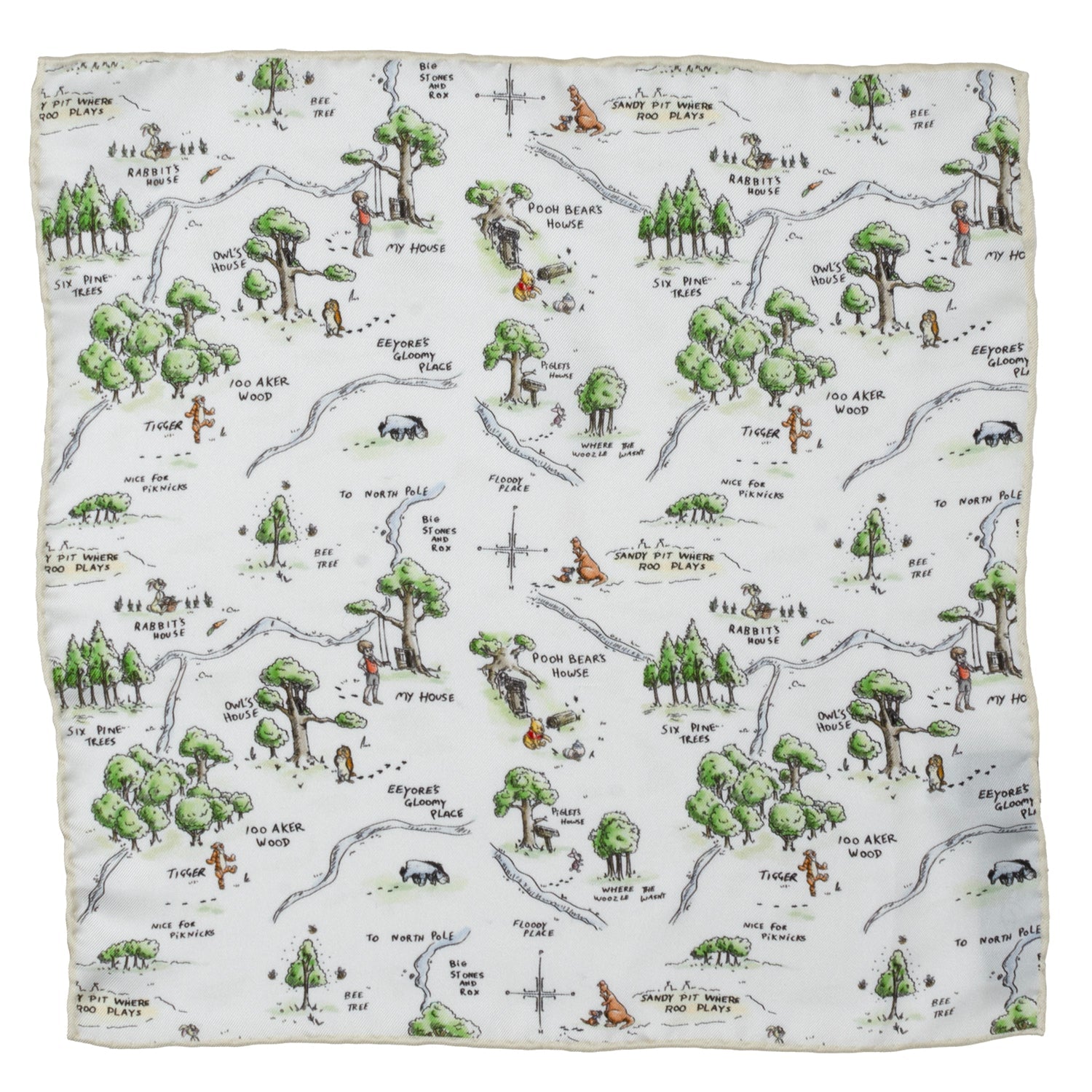 Winnie The Pooh Map Pocket Square