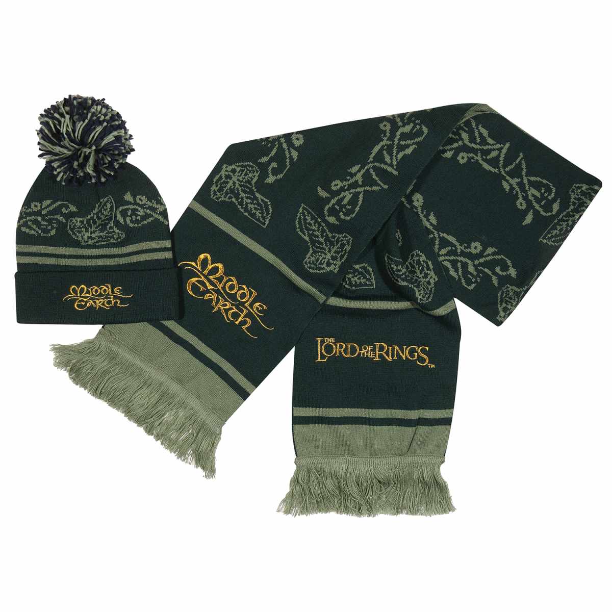 Lord Of The Rings Hat and Scarf Set Unisex Green Set