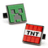 Minecraft Creeper and TNT Gunmetal Cufflinks