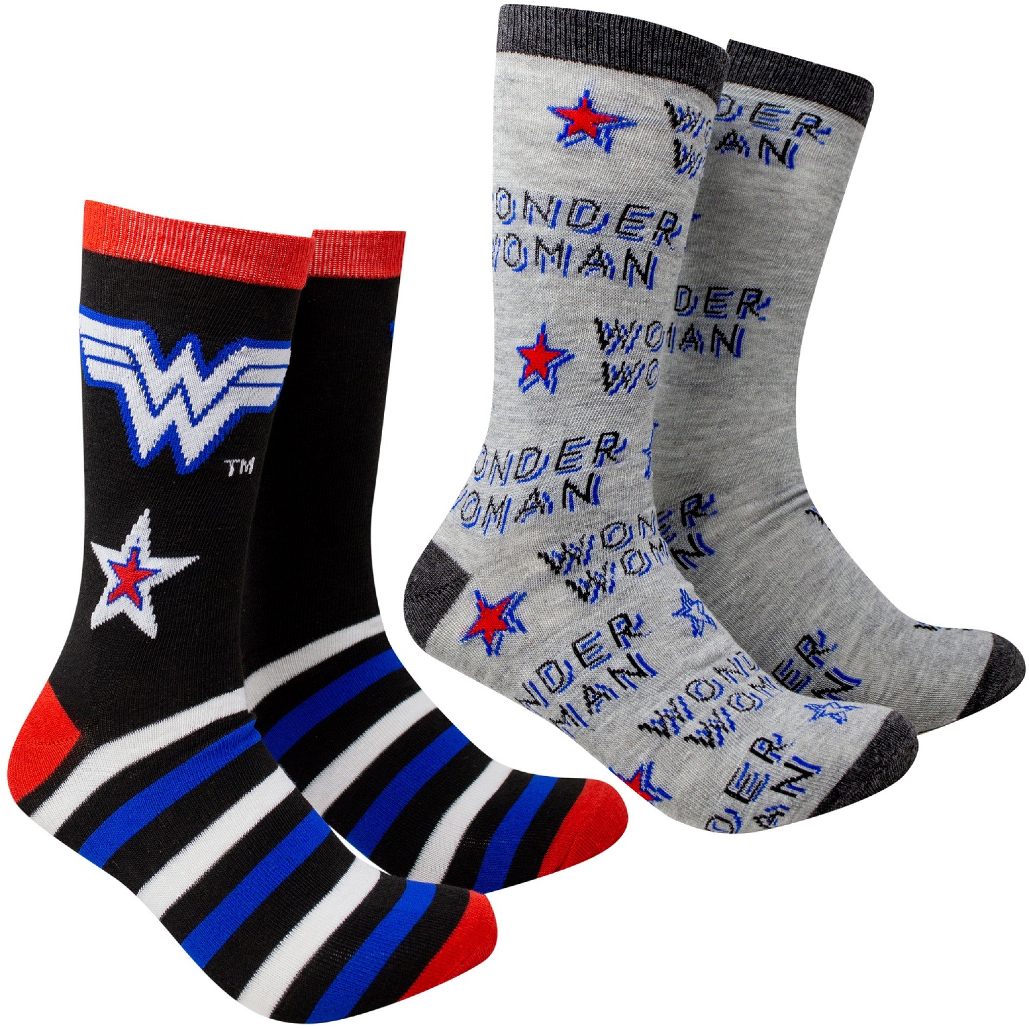 Wonder Woman Stars and Stripes 2-Pack Casual Crew Socks