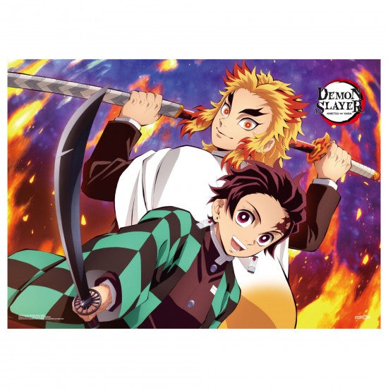 Demon Slayer Kimetsu no Yaiba Tanjiro And Kyojuro Rengoku Fabric Poster