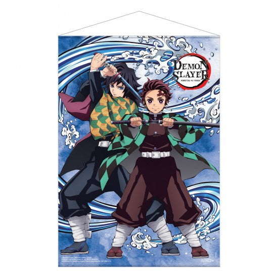 Tanjiro Kamado and Giyu Tomioka Water Breathing Fabric Wall Scroll