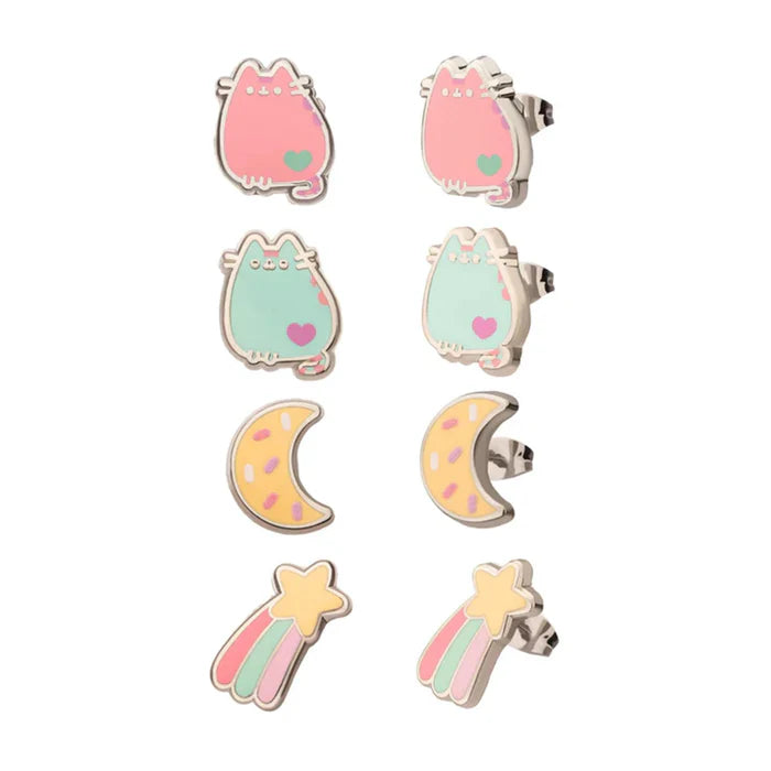 Pusheen Space 4-Piece Enamel Stud Earring Set