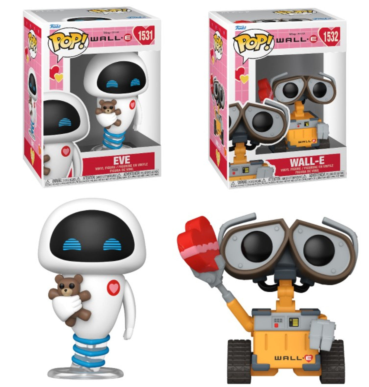 Pop! Complete Set 2 Wall-E and Eve Wall-E Disney Valentine's