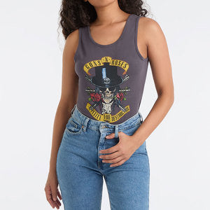 Guns N Roses Top Hat Skull Ladies Bodysuit