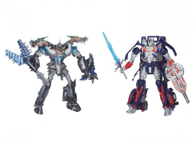 TRANSFORMERS 4 AGE OF EXTINCTION AOE LEADER CLASS OPTIMUS AND GRIMLOCK