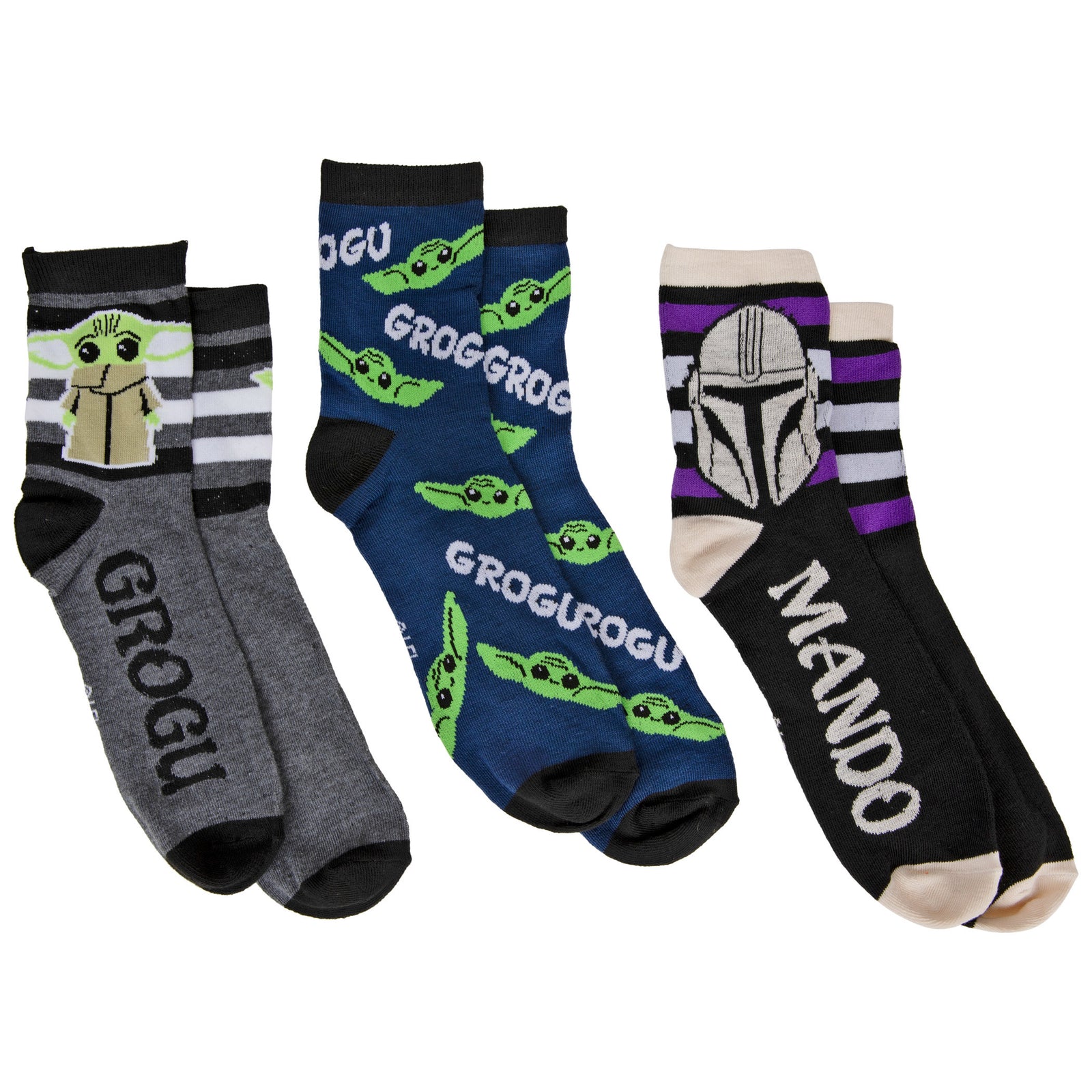 Star Wars The Mandalorian and The Child Grogu 3-Pack 3/4 Crew Socks