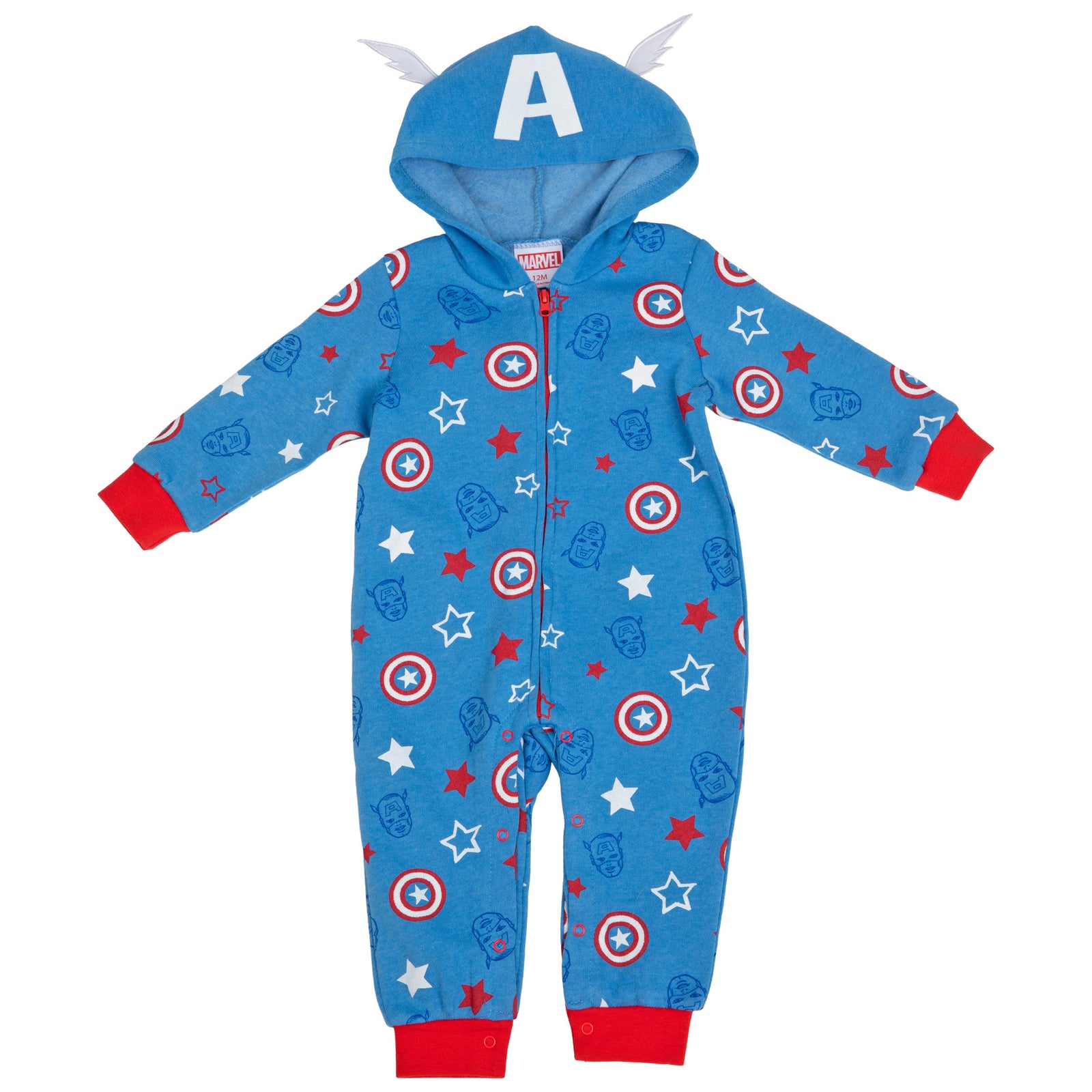 Marvel Captain America Shields and Stars Hooded Romper