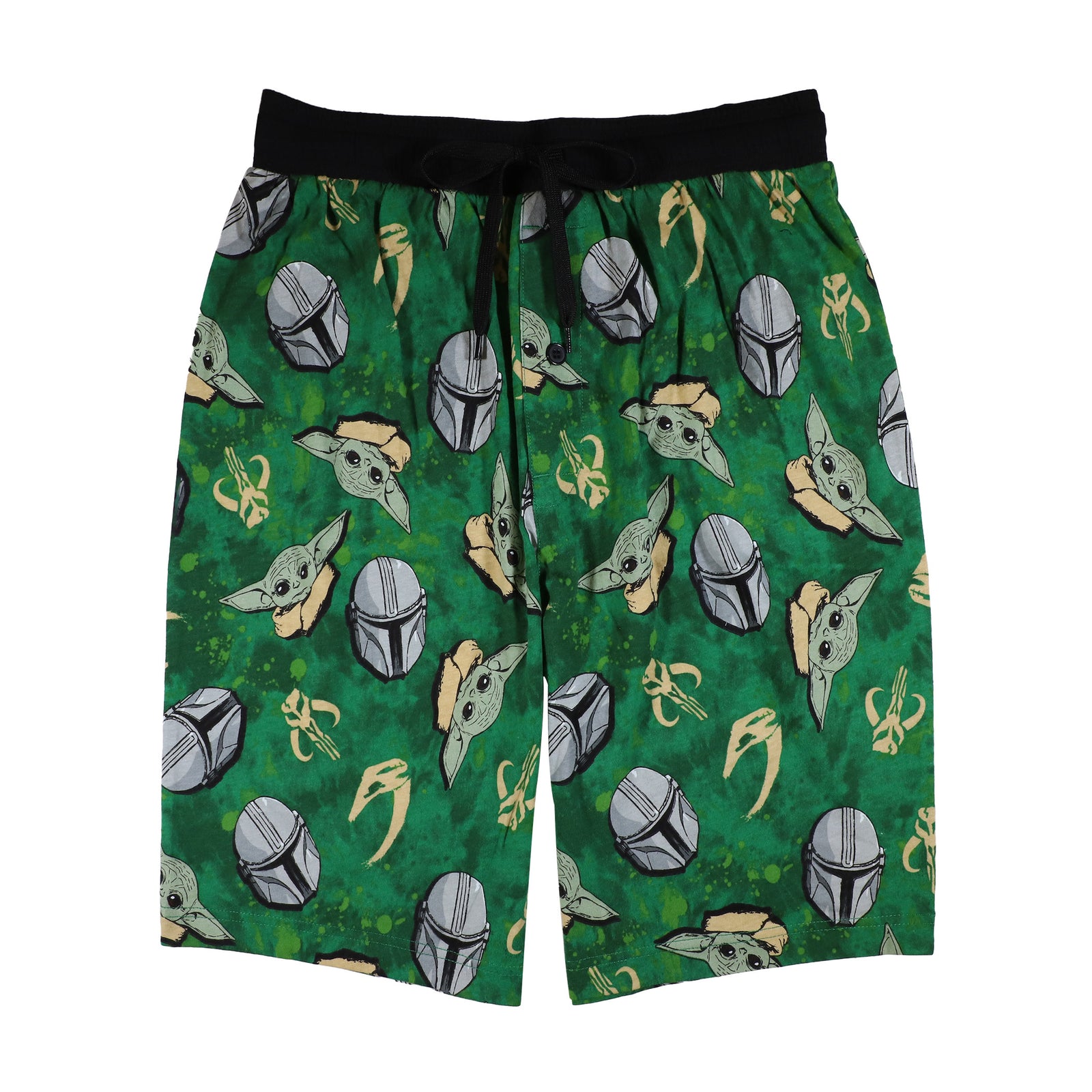 Star Wars The Mandalorian Grogu and Mando Tie-Dye Jam Shorts