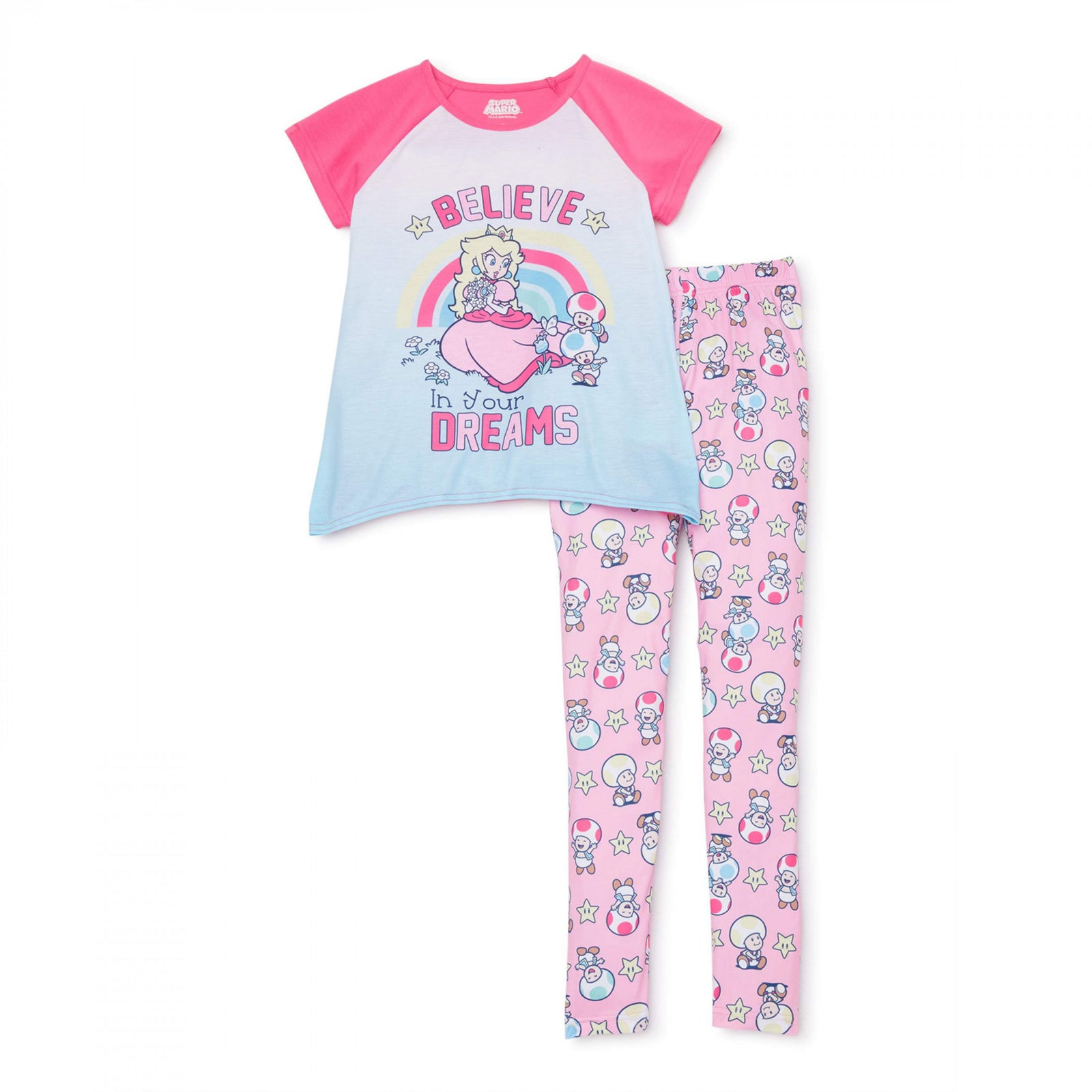 Super Mario Princess Peach Believe in Your Dreams Girl's Pajama Set