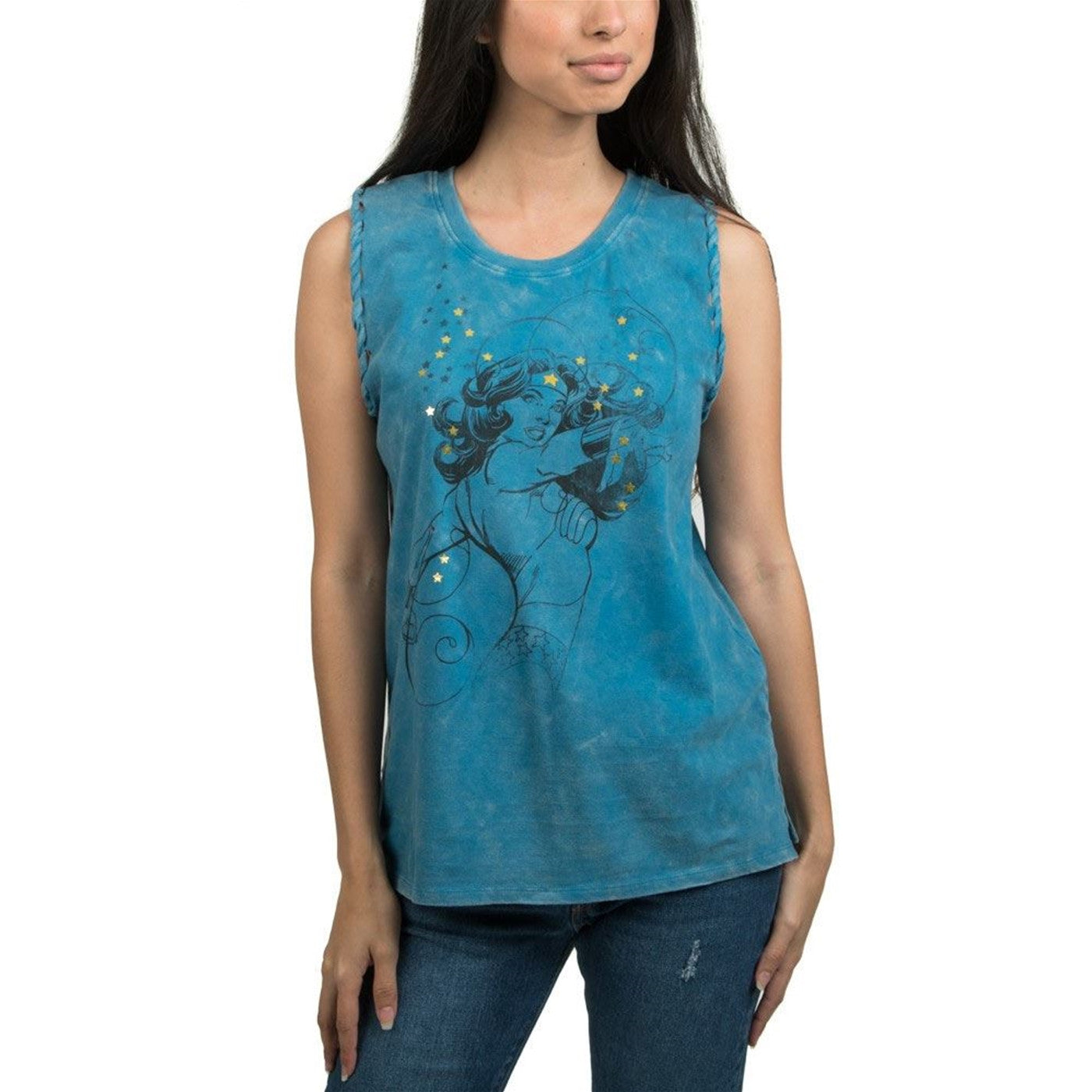 Wonder Woman Mineral Wash Braided Tank Top