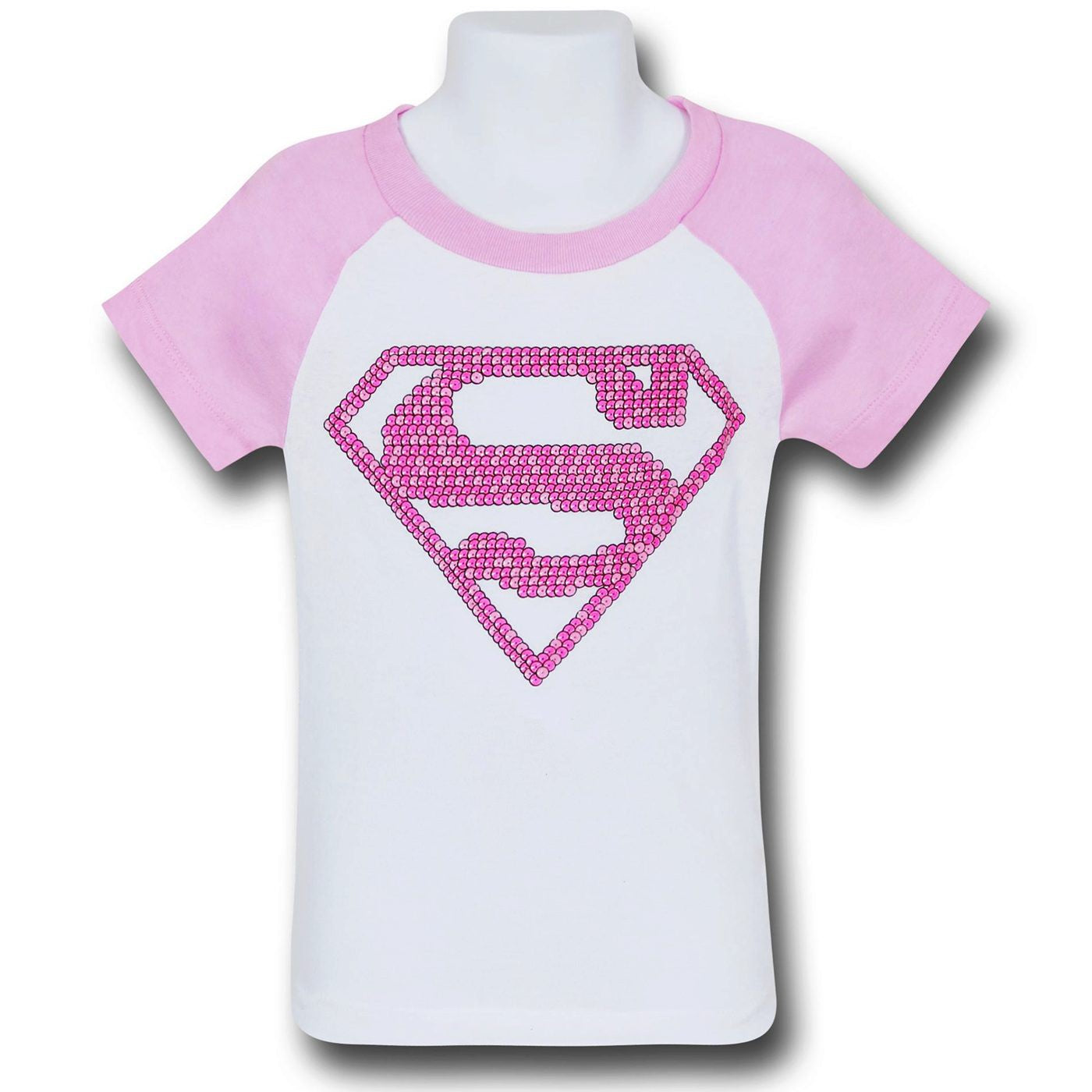 Supergirl Girls Pink Pattern Symbol T-Shirt