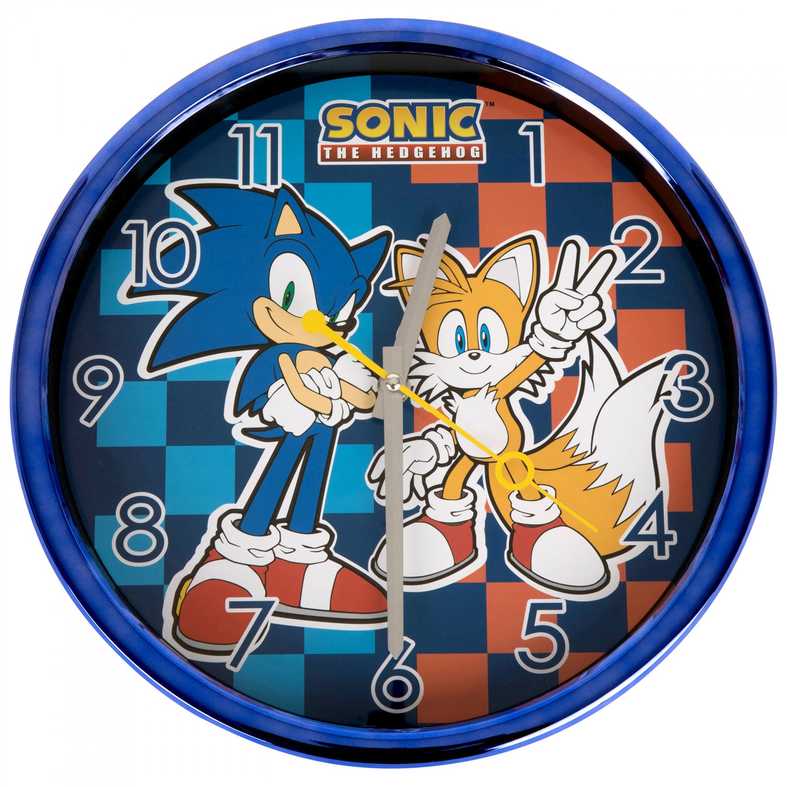 Sonic the Hedgehog and Tails Checkered Wall Clock