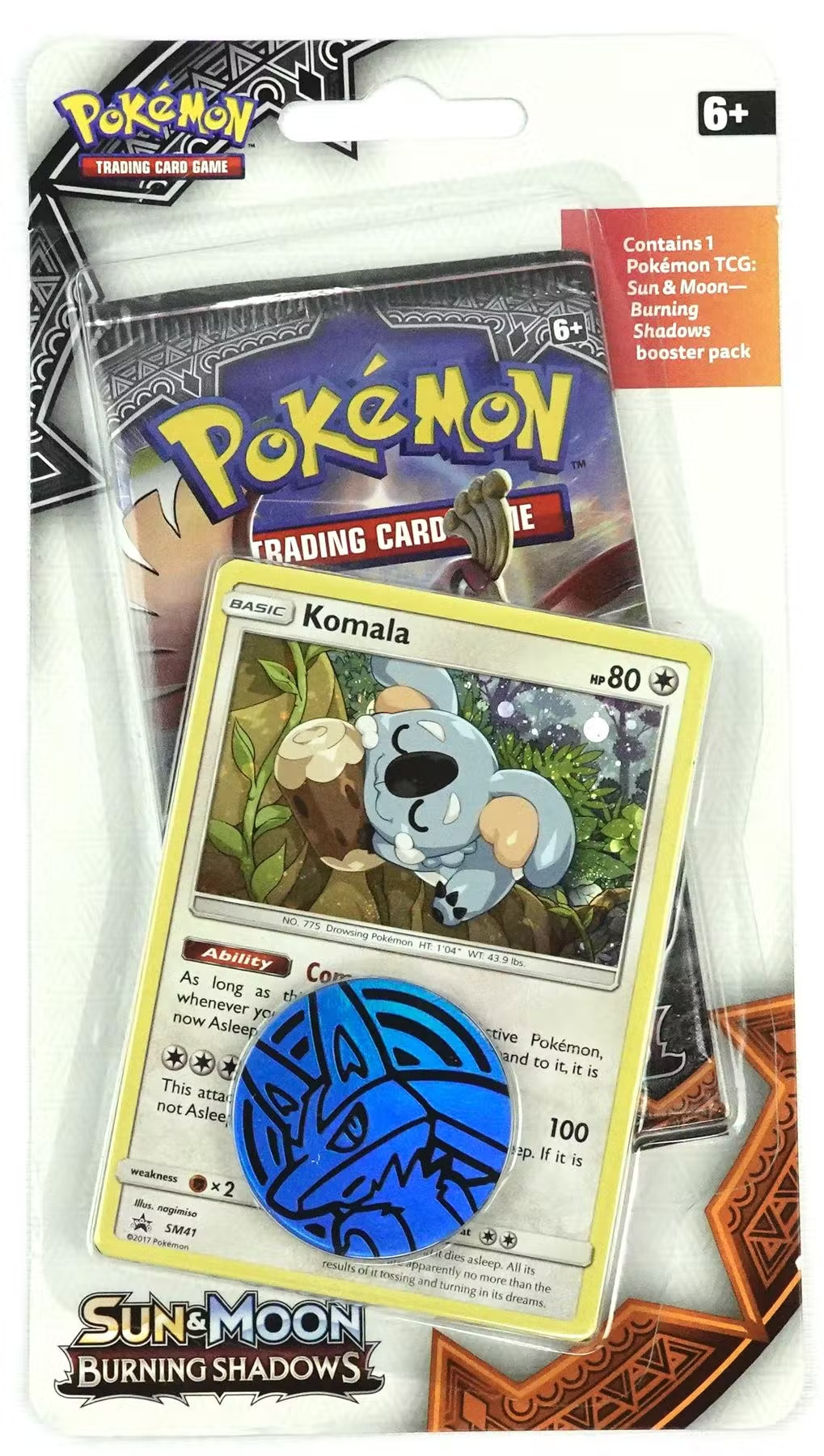 Pokemon Sun & Moon Burning Shadows Blister Booster Pack with Komala Promo