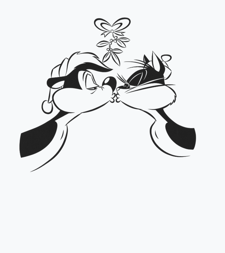 Looney Tunes Pepe Le Pew Xmas Kiss Official Men's T-Shirt ()