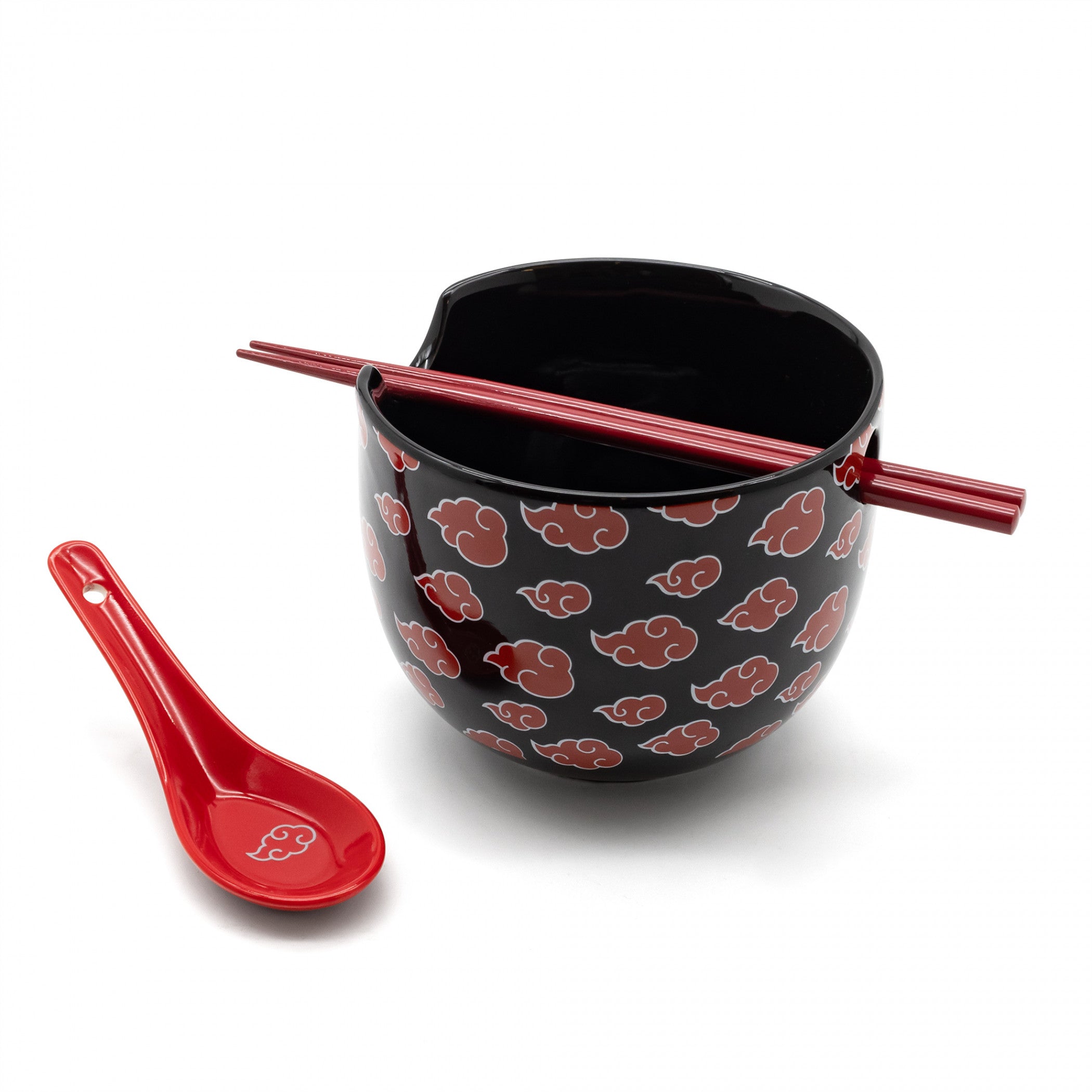 Naruto Akatsuki Ramen Bowl with Chopsticks and Spoon