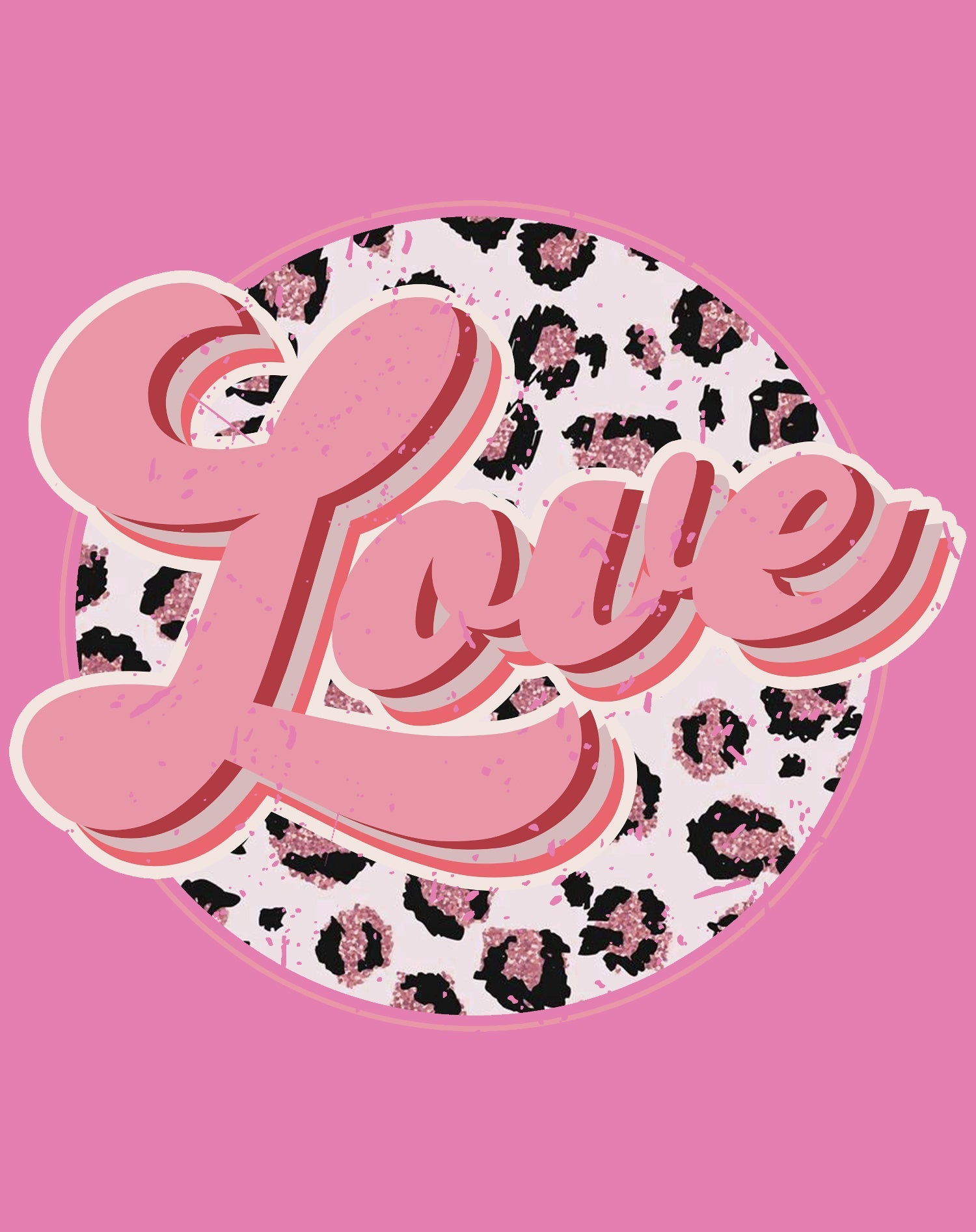 Valentine Retro Leopard Print Chic 70's Record Love Women's T-shirt