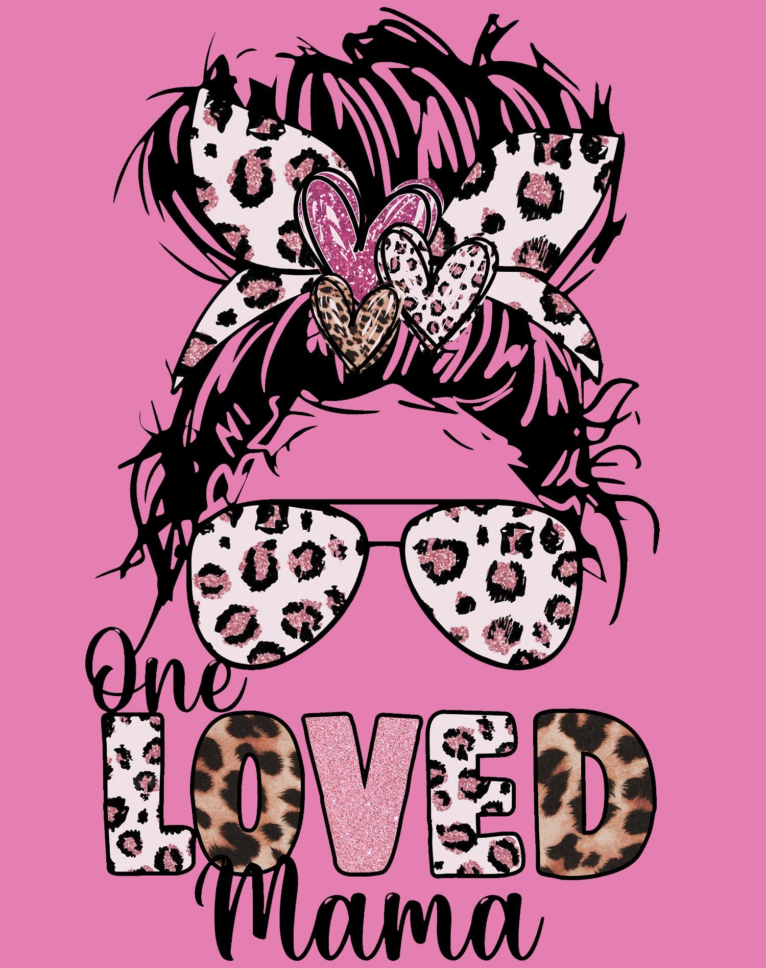 Valentine Retro One Love Mama Animal Print Women's T-shirt