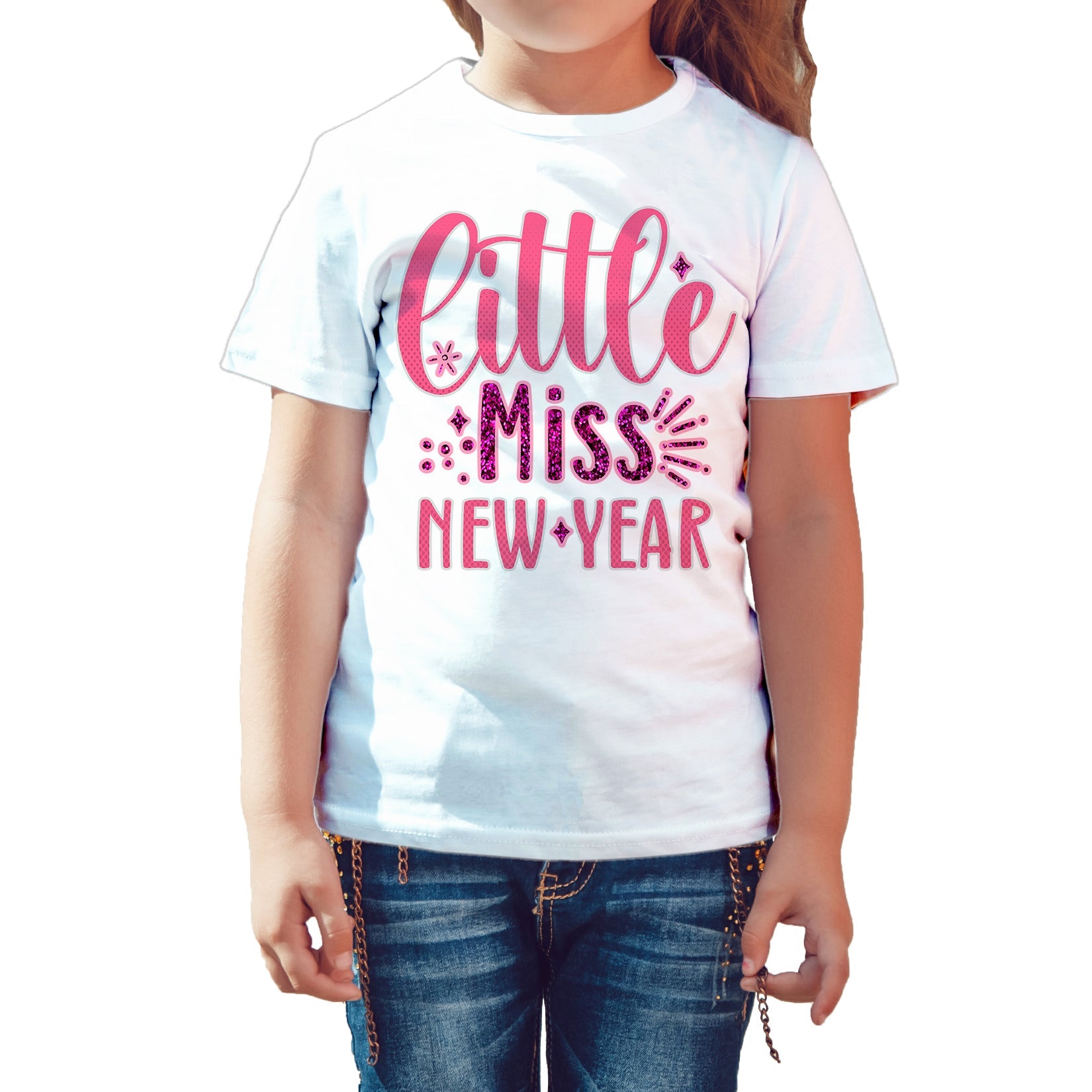 NYE Little Miss New Year Sparkle Bling Party Eve Celebration Kid's T-Shirt