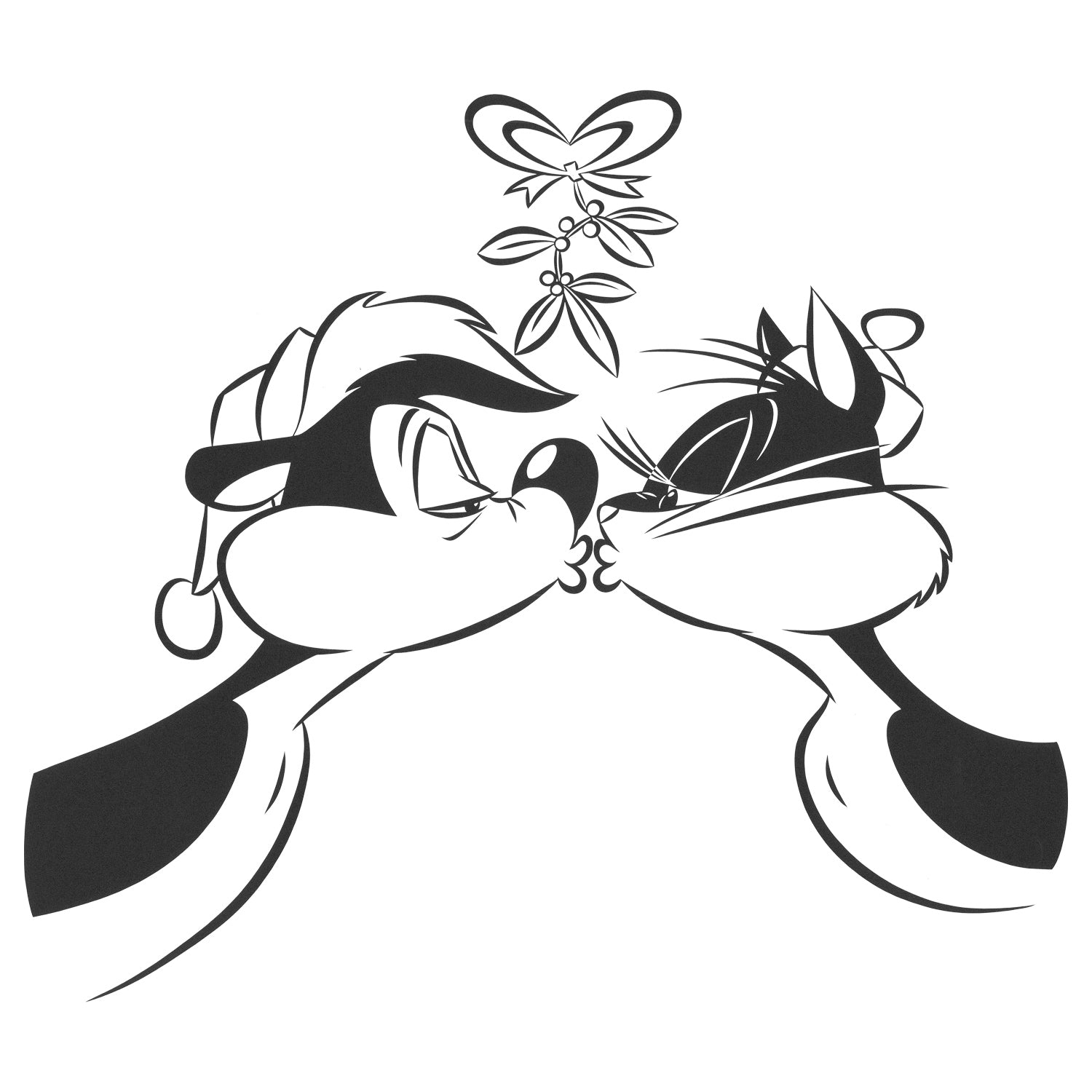 Looney Tunes Pepe Le Pew Xmas Kiss Official Men's T-shirt ()