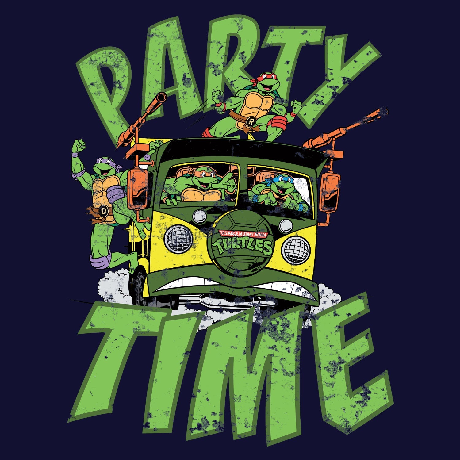 TMNT Gang Retro Party Wagon Official Women's T-Shirt ()