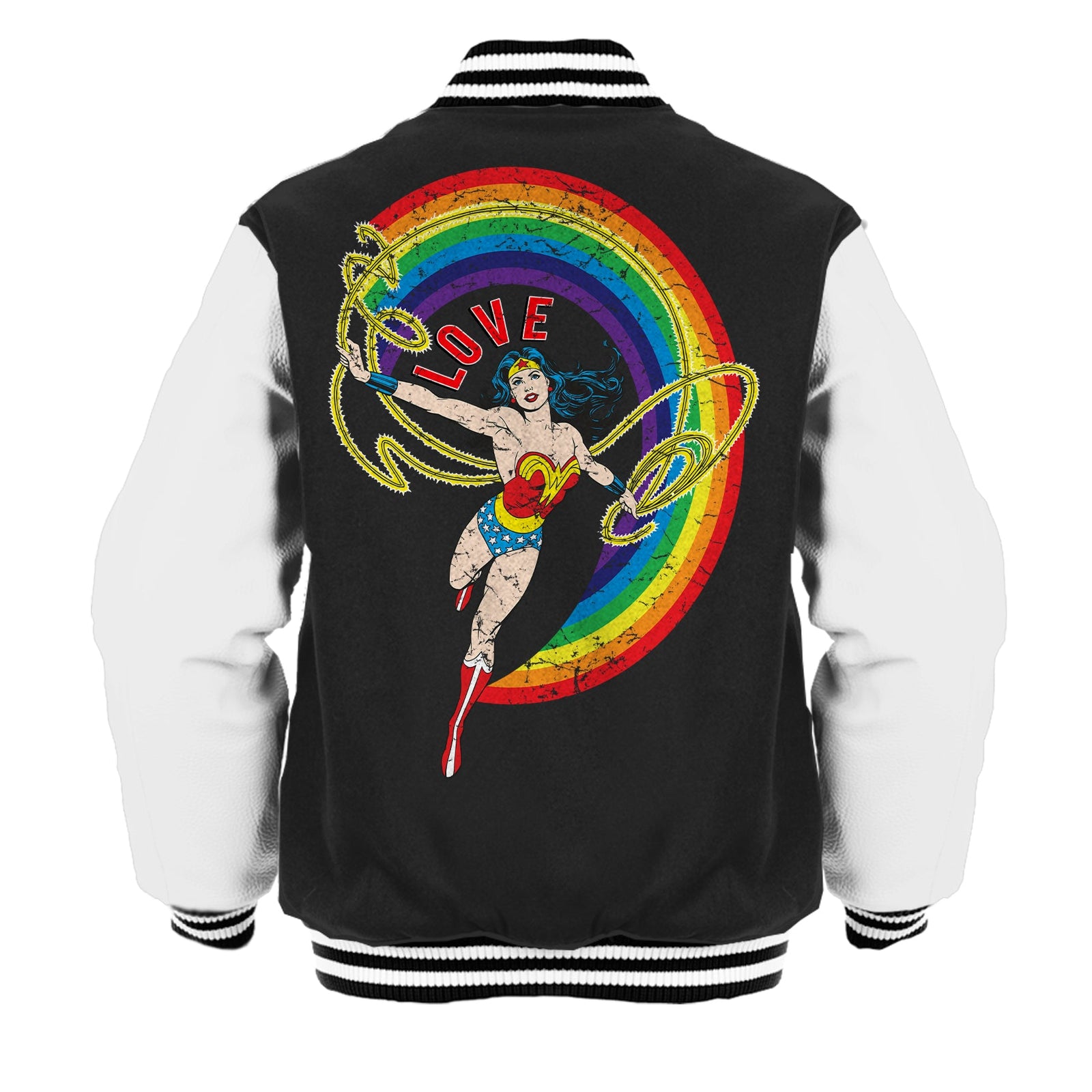 DC Comics Wonder Woman Rainbow Love Official Varsity Jacket ()