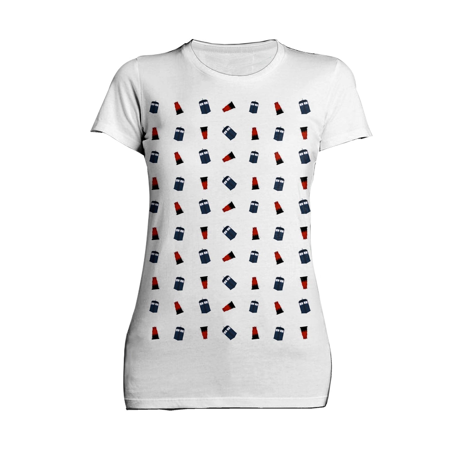 Doctor Who Pattern Tardis Dalek Official Women's T-shirt