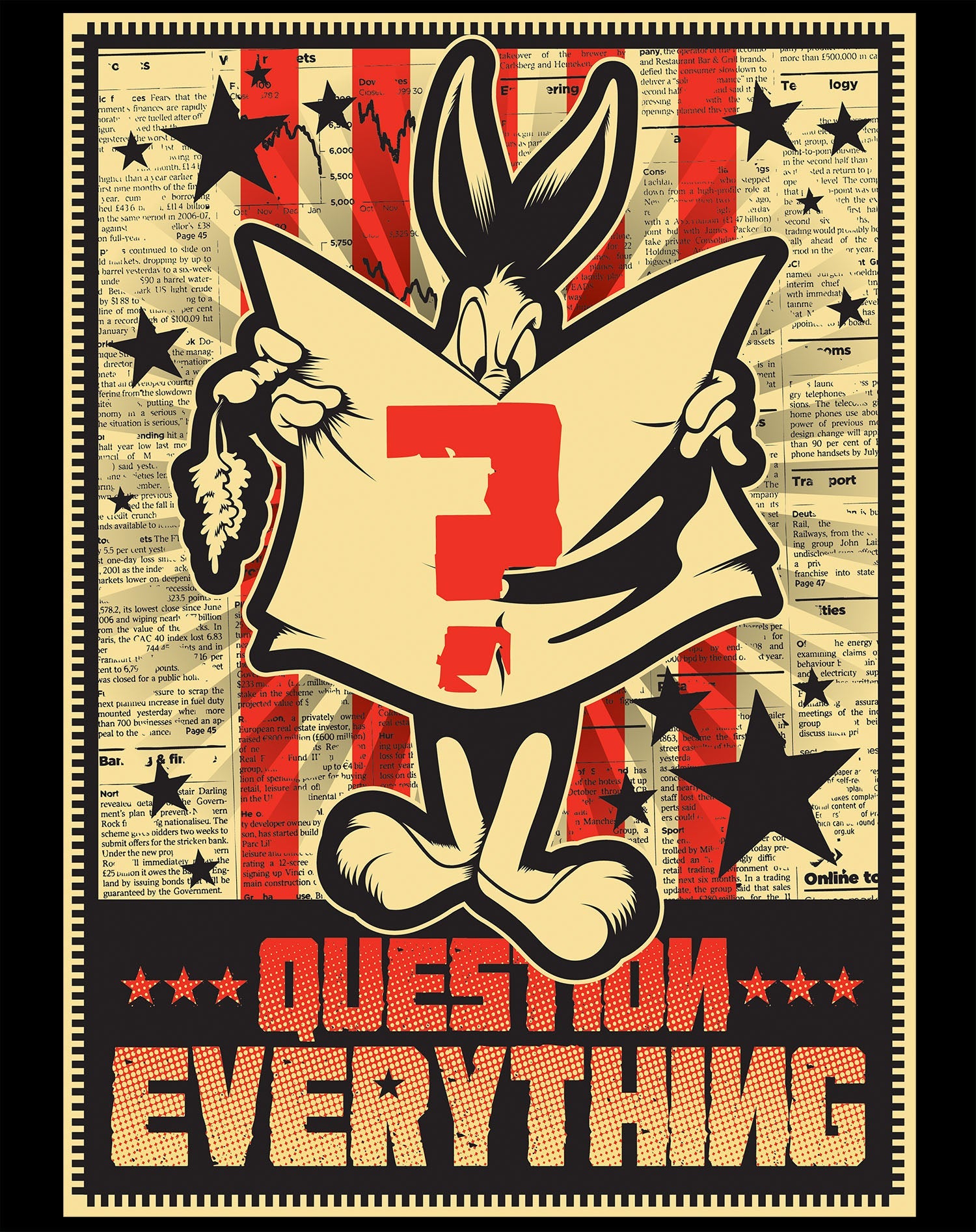 Looney Tunes Bugs Bunny Splash Question Everything Official Men's T-shirt