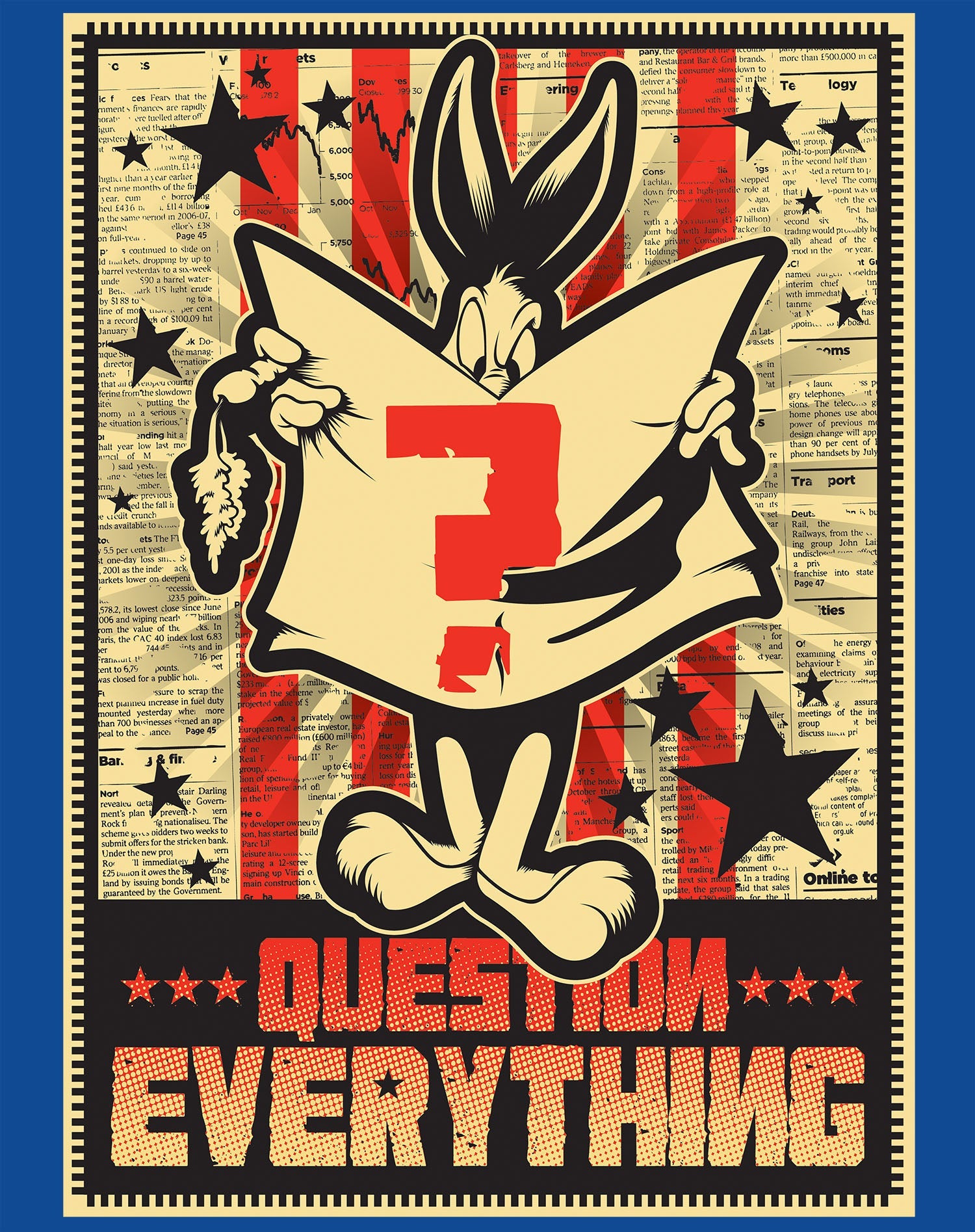 Looney Tunes Bugs Bunny Splash Question Everything Official Men's T-shirt