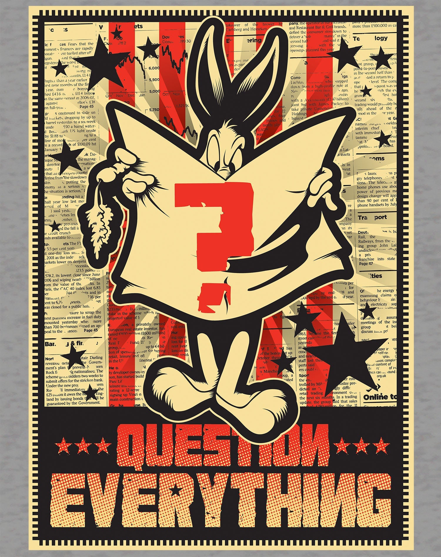 Looney Tunes Bugs Bunny Splash Question Everything Official Men's T-shirt