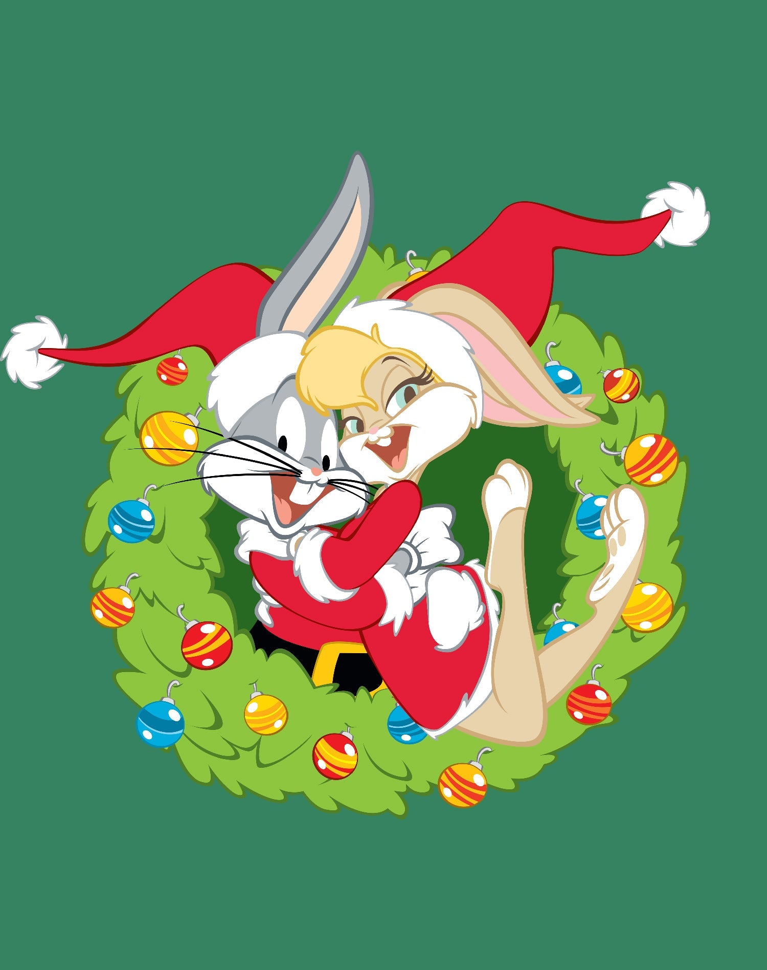 Looney Tunes Bugs Lola Bunny Xmas Santa Official Youth T-Shirt