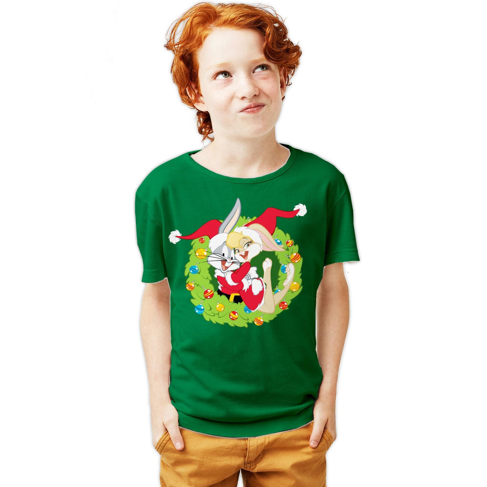 Looney Tunes Bugs Lola Bunny Xmas Santa Official Youth T-Shirt