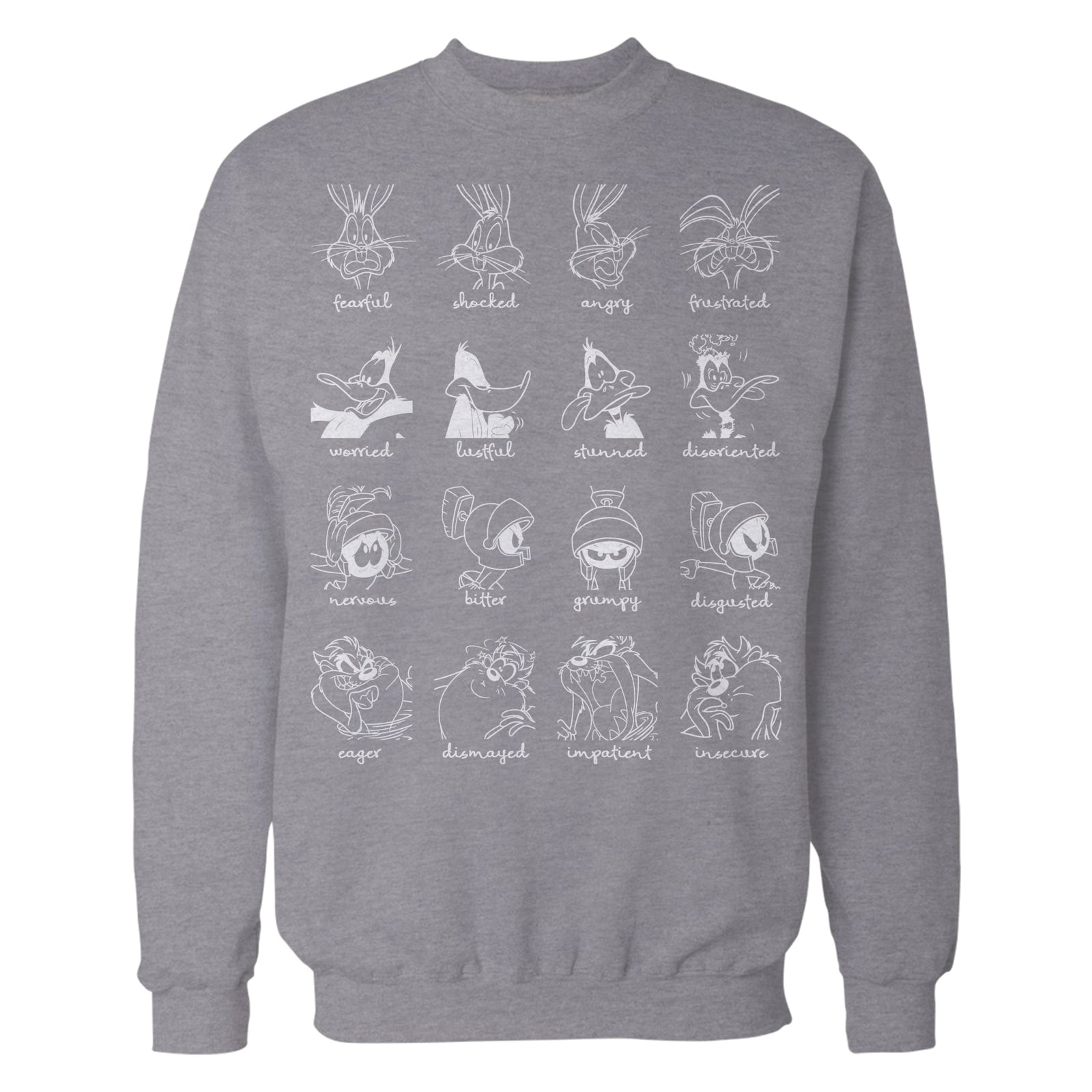 Looney Tunes Sketch Bugs Daffy Marvin Taz Emotions Official Sweatshirt