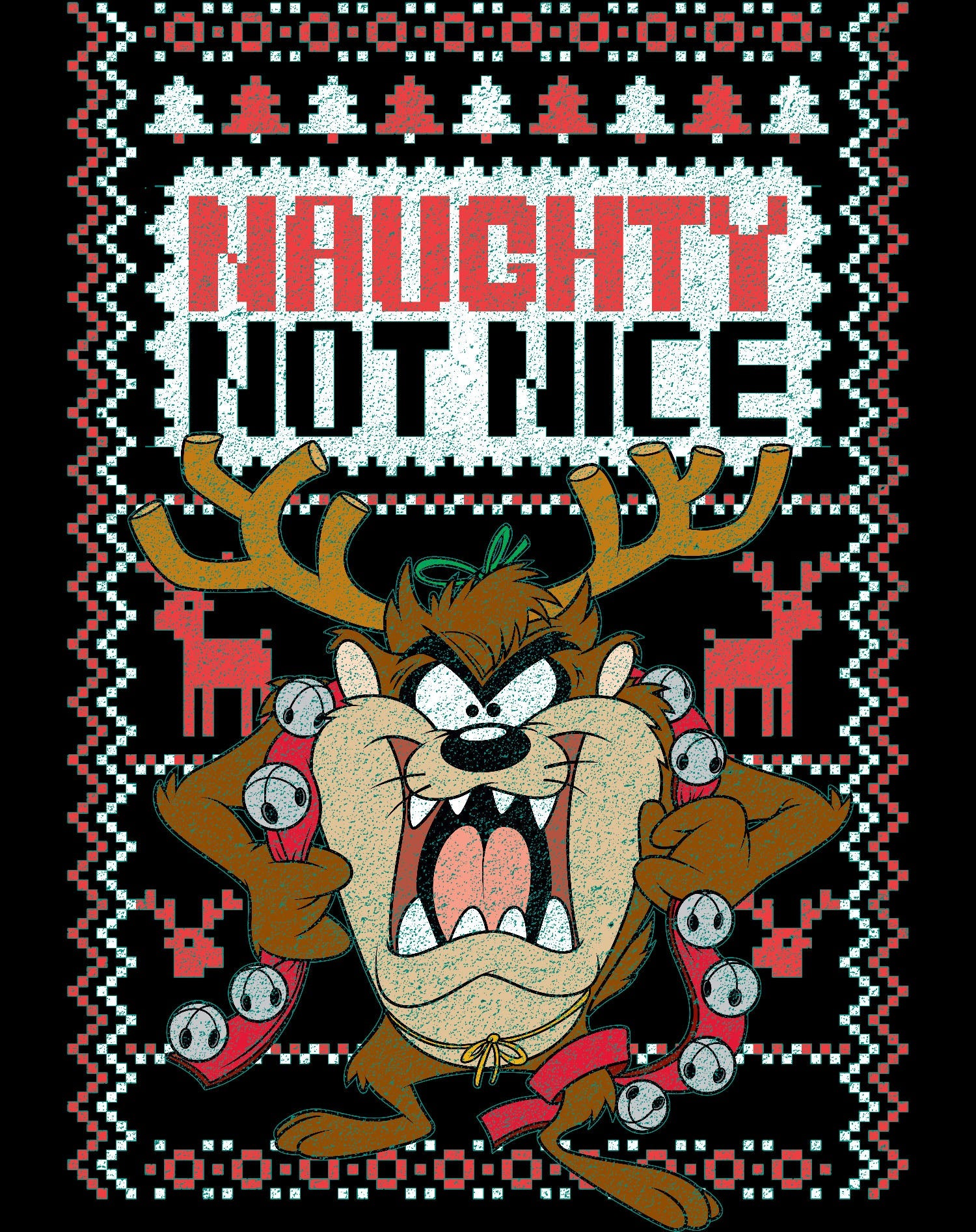 Looney Tunes Tasmanian Devil Xmas Naughty Official Men's T-Shirt