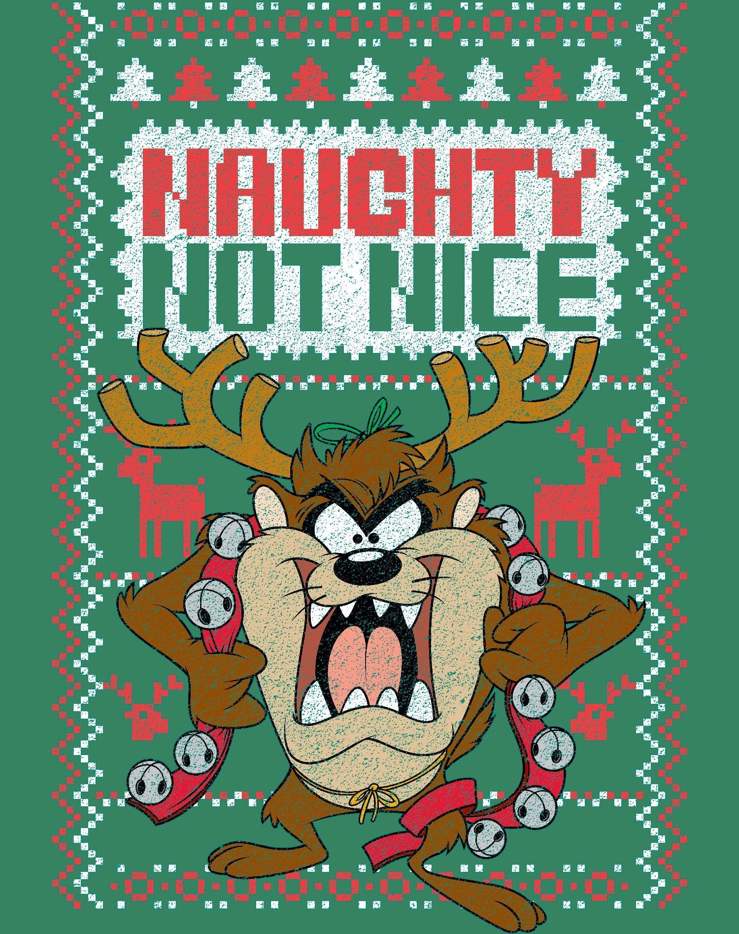 Looney Tunes Tasmanian Devil Xmas Naughty Official Men's T-Shirt