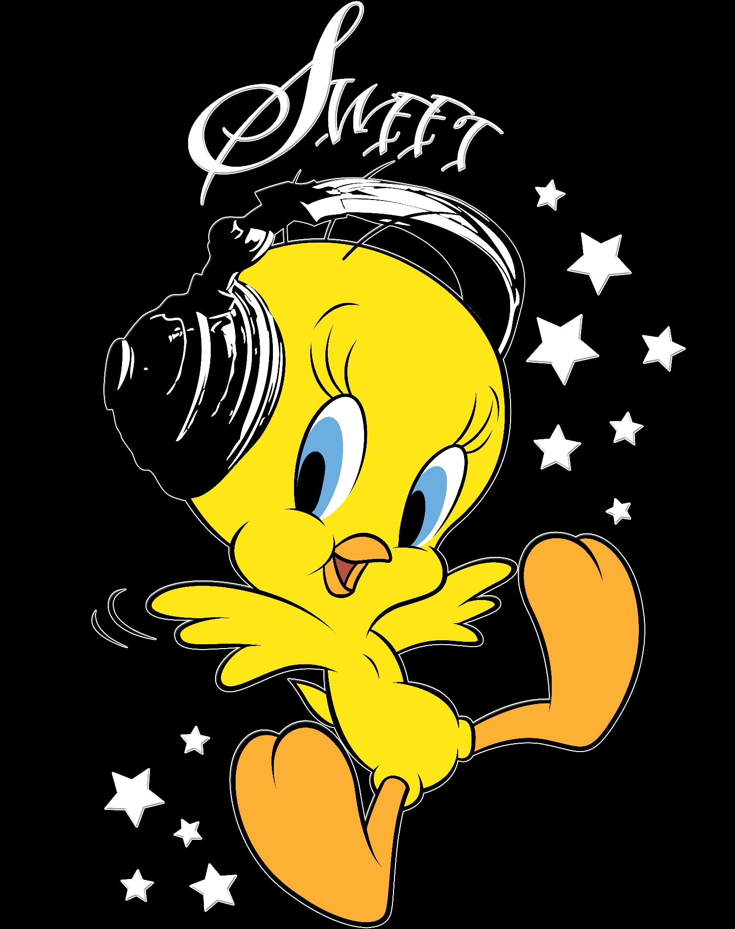 Looney Tunes Tweety Headphones Official Men' T-Shirt