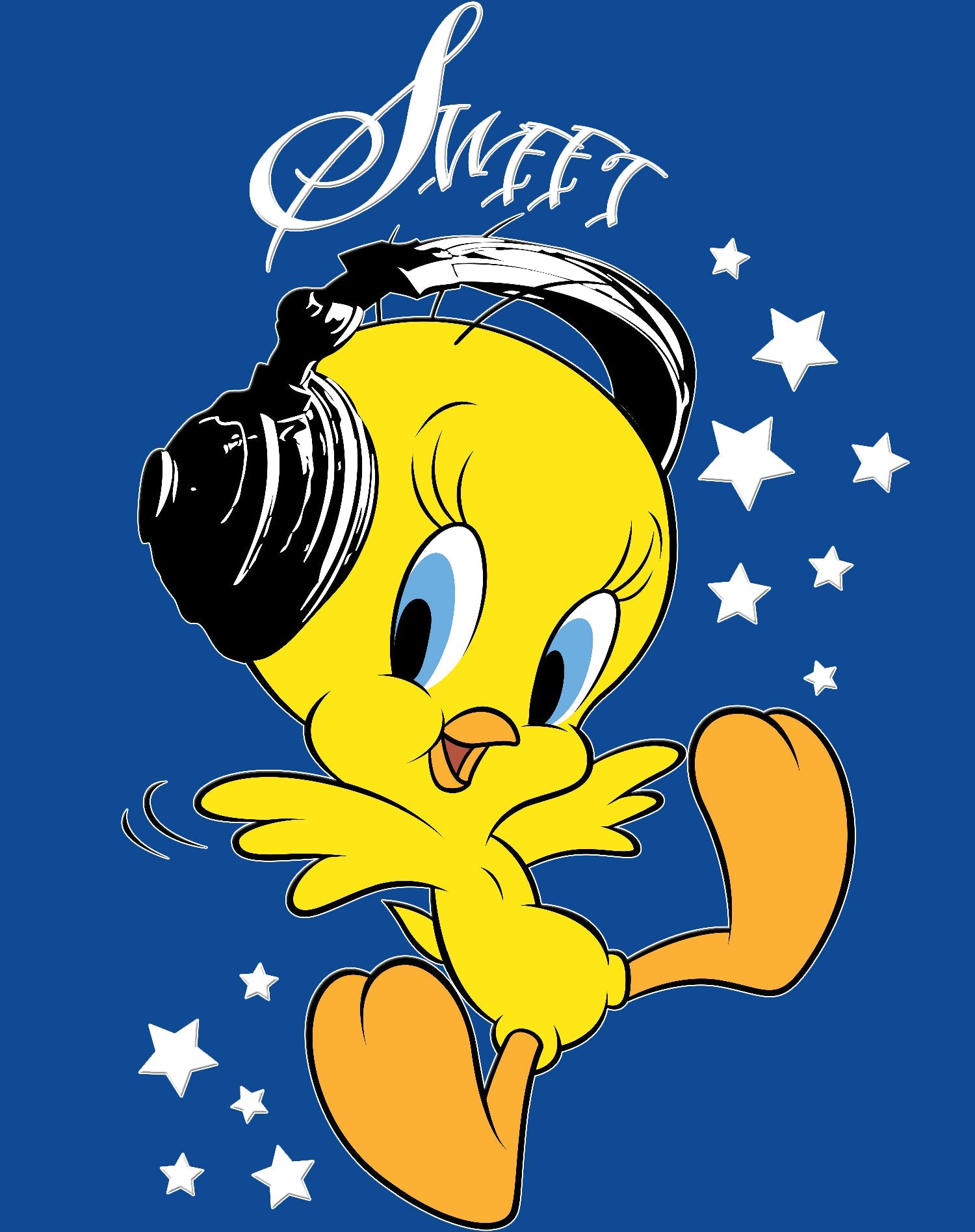 Looney Tunes Tweety Headphones Official Men' T-Shirt