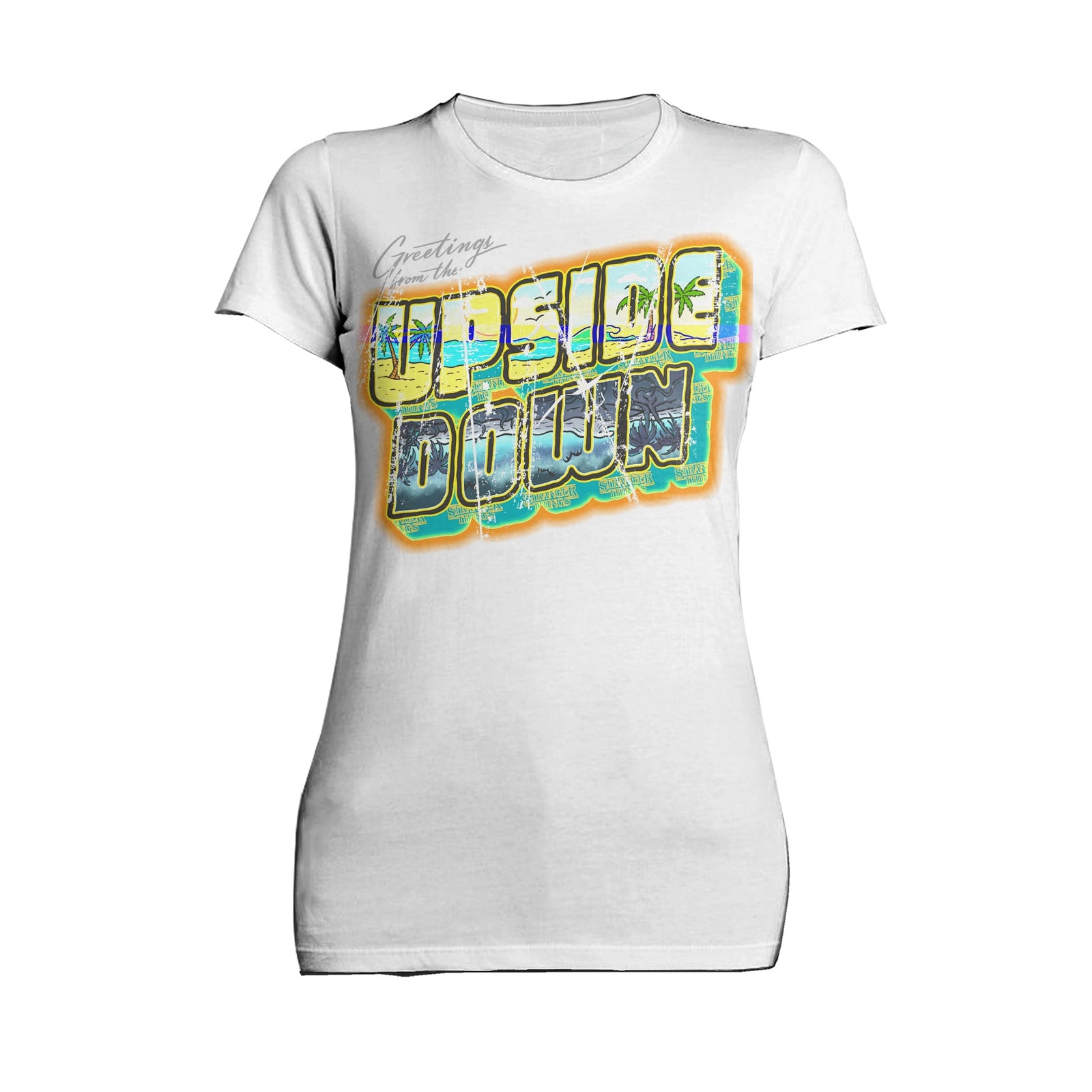 Stranger Things Upside Down Greetings California Official Women's T-Shirt