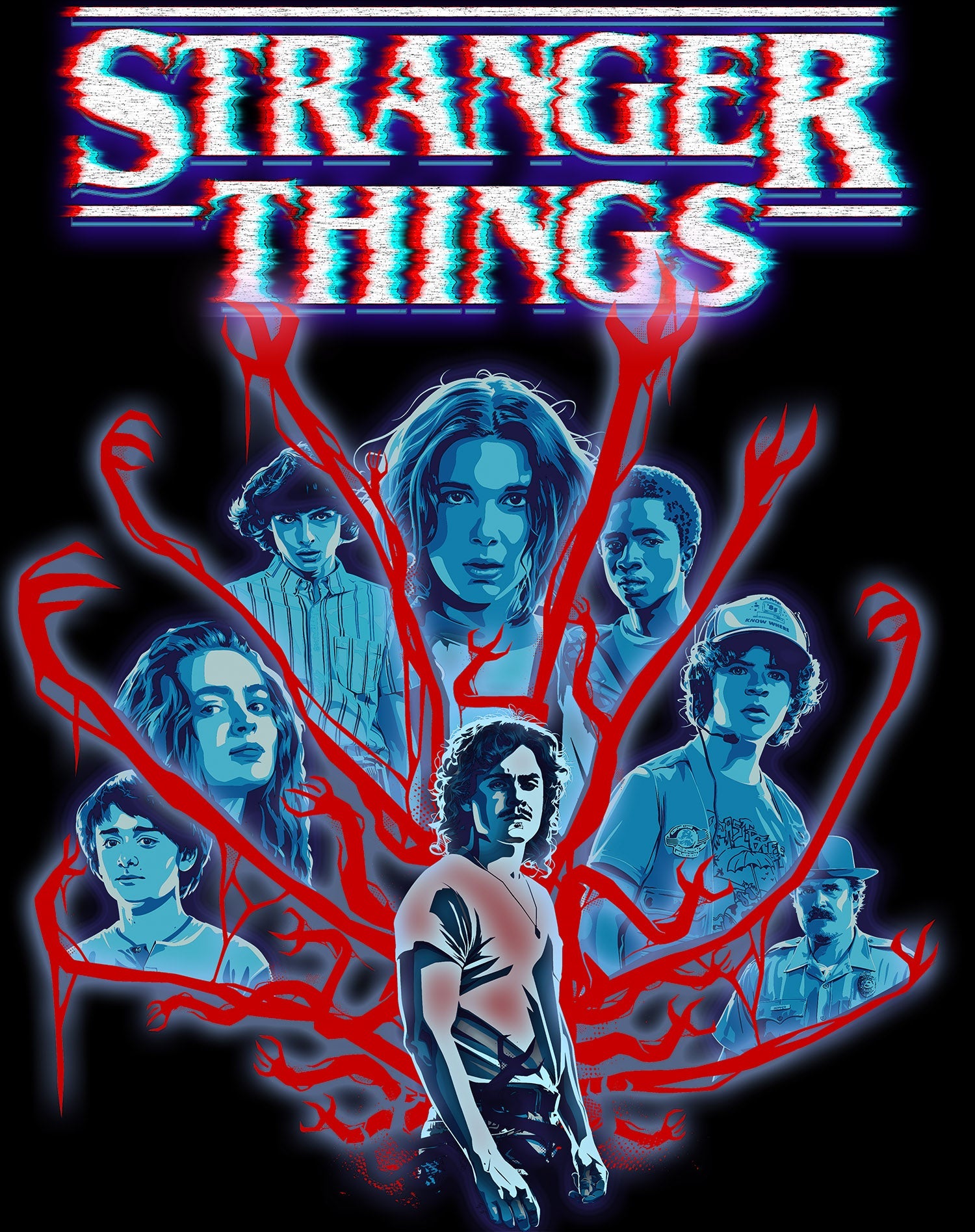 Stranger Things Vines Poster Hive Glitch Men's T-Shirt