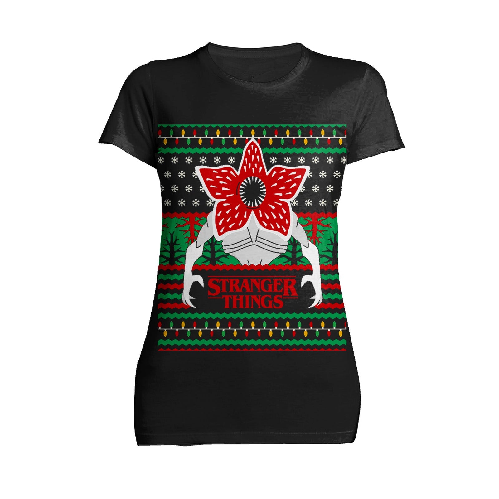 Stranger Things Xmas Demogorgon Lights Women's T-Shirt