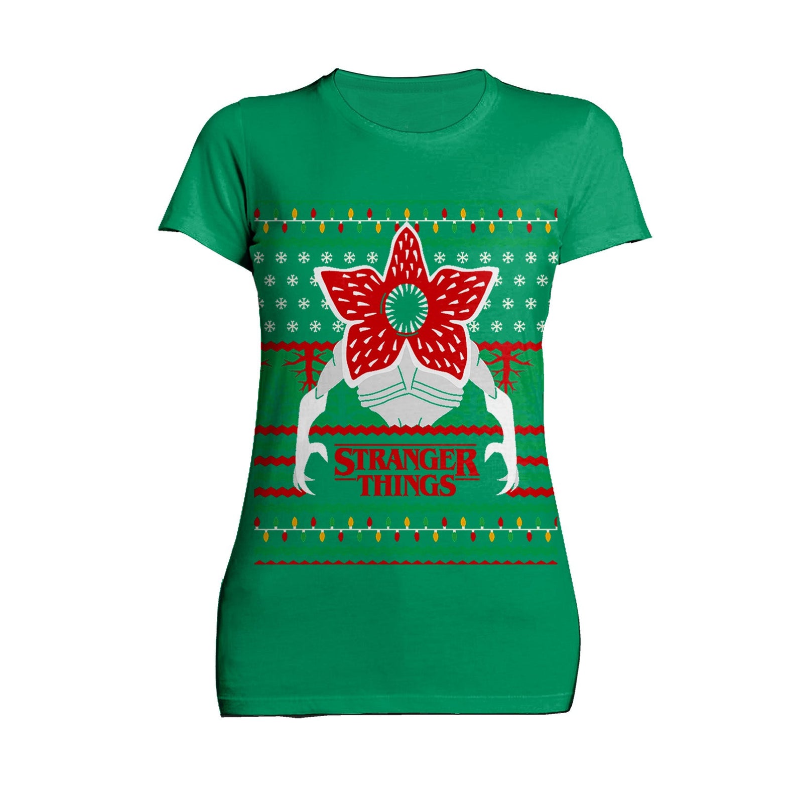 Stranger Things Xmas Demogorgon Lights Women's T-Shirt