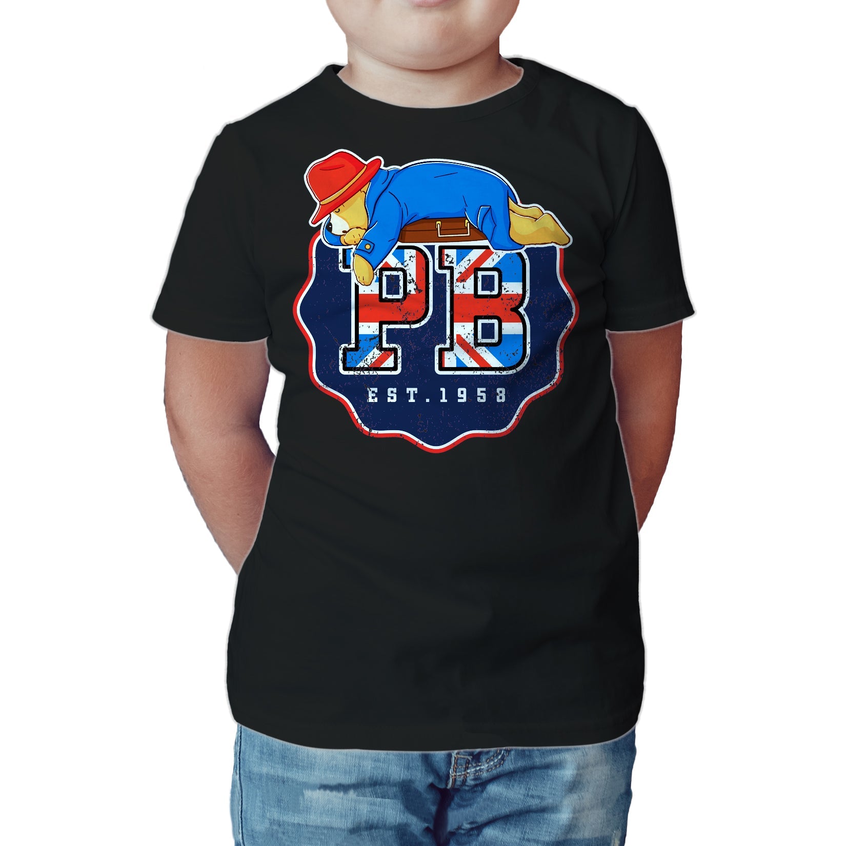 Paddington Bear Collegiate Badge Union Jack Official Kid's T-shirt