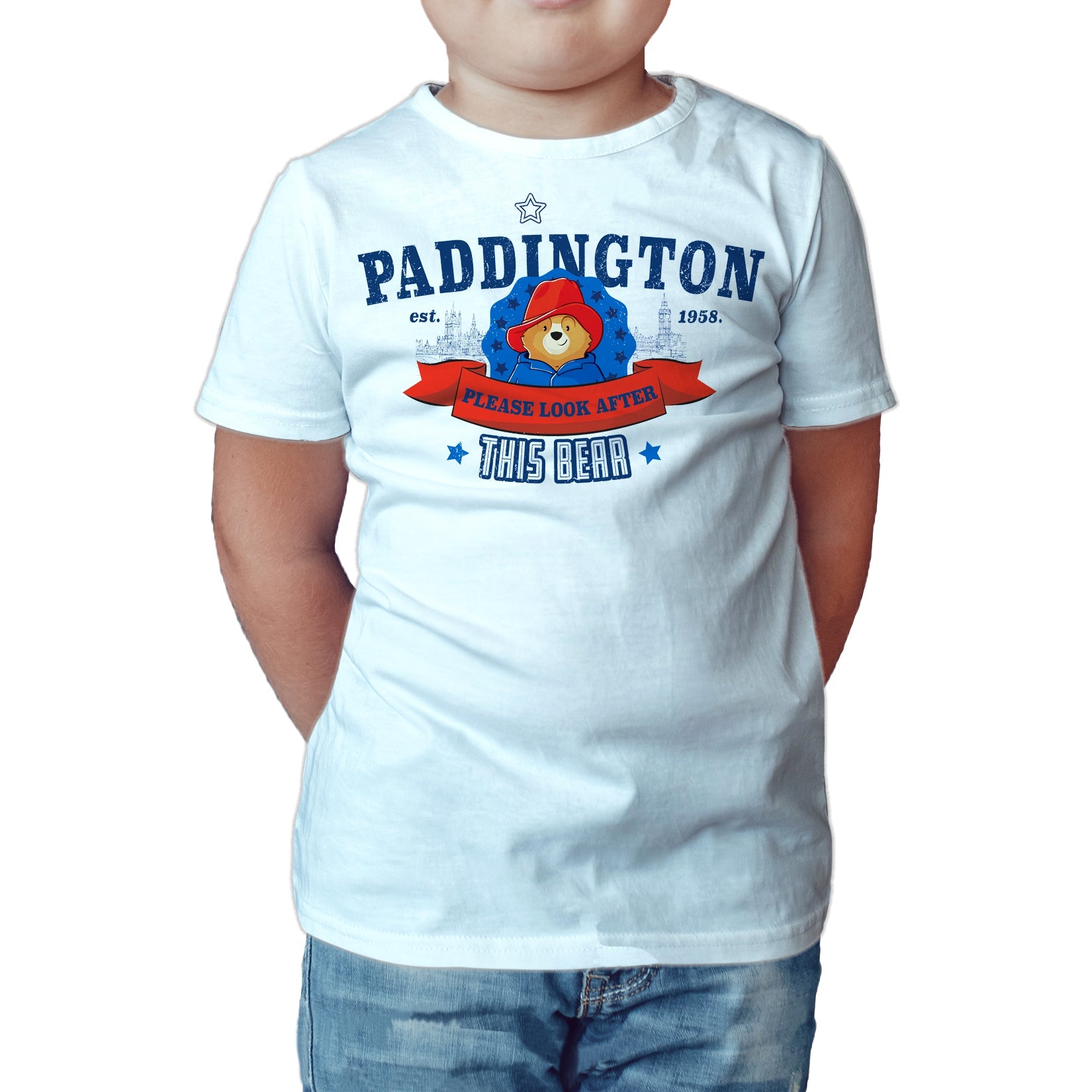 Paddington Bear Collegiate London Please Look Light Official Kid's T-shirt